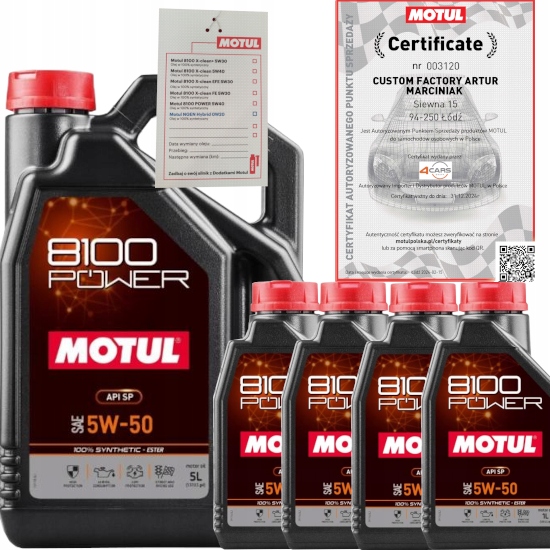 MOTUL 8100 POWER 5W50 9L FORD WSS-M2C931-D + ZAWIESZKA