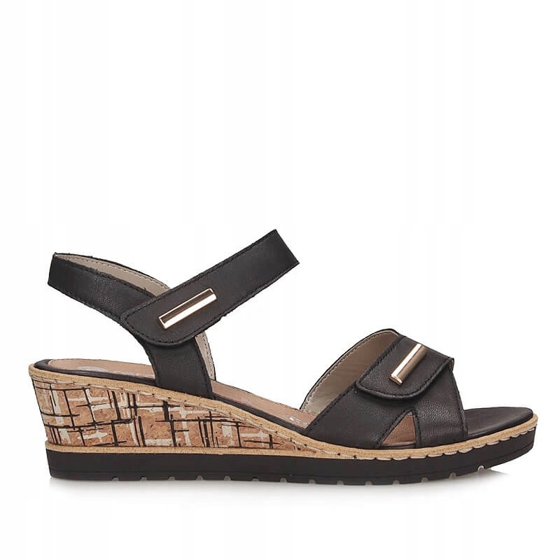 Dámské sandály Remonte R6266-00 černé se zapínáním na na suchý zip, kožené