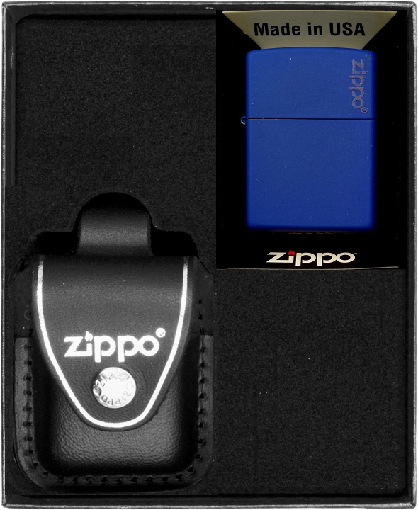 Zestaw Zippo Zapalniczka Royal Blue Matte Logo prezentowy*nr3