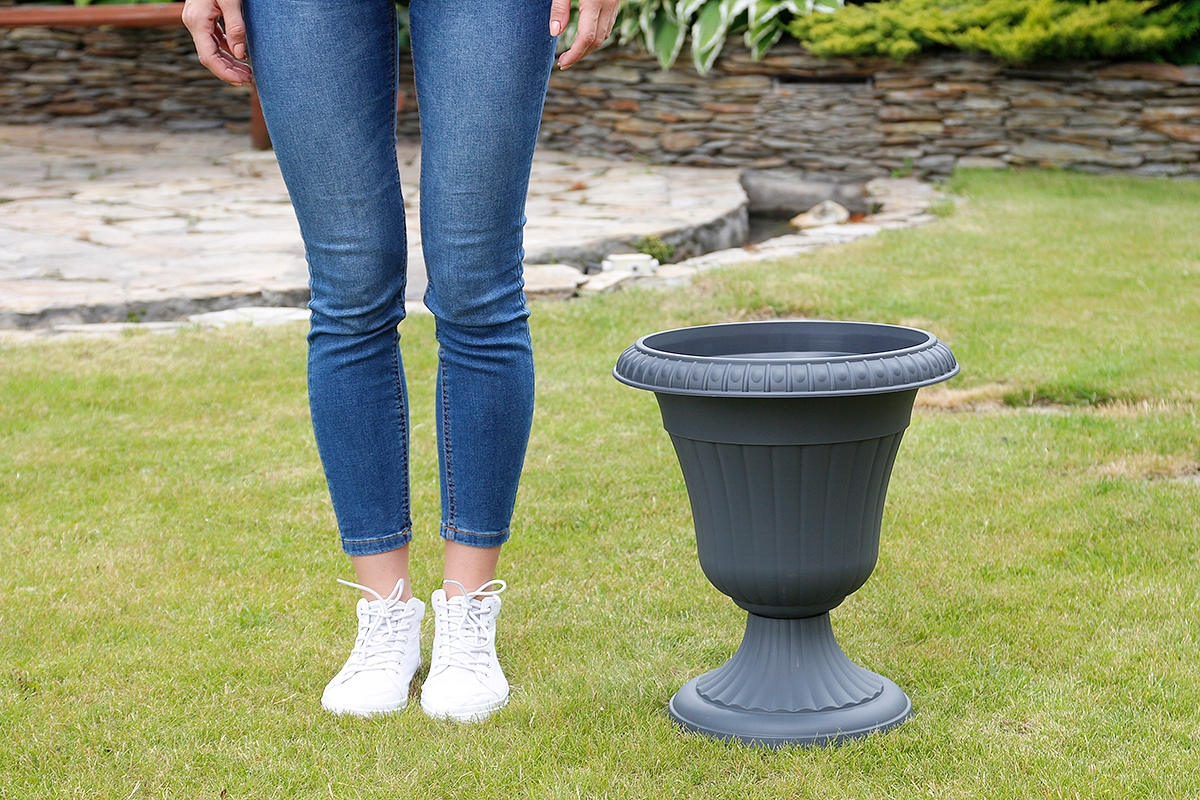 OGRODOWY Gazon doniczka do ogrodu antracyt 42cm DONICA KWIETNIK NA NODZE Wysokość produktu 43 cm