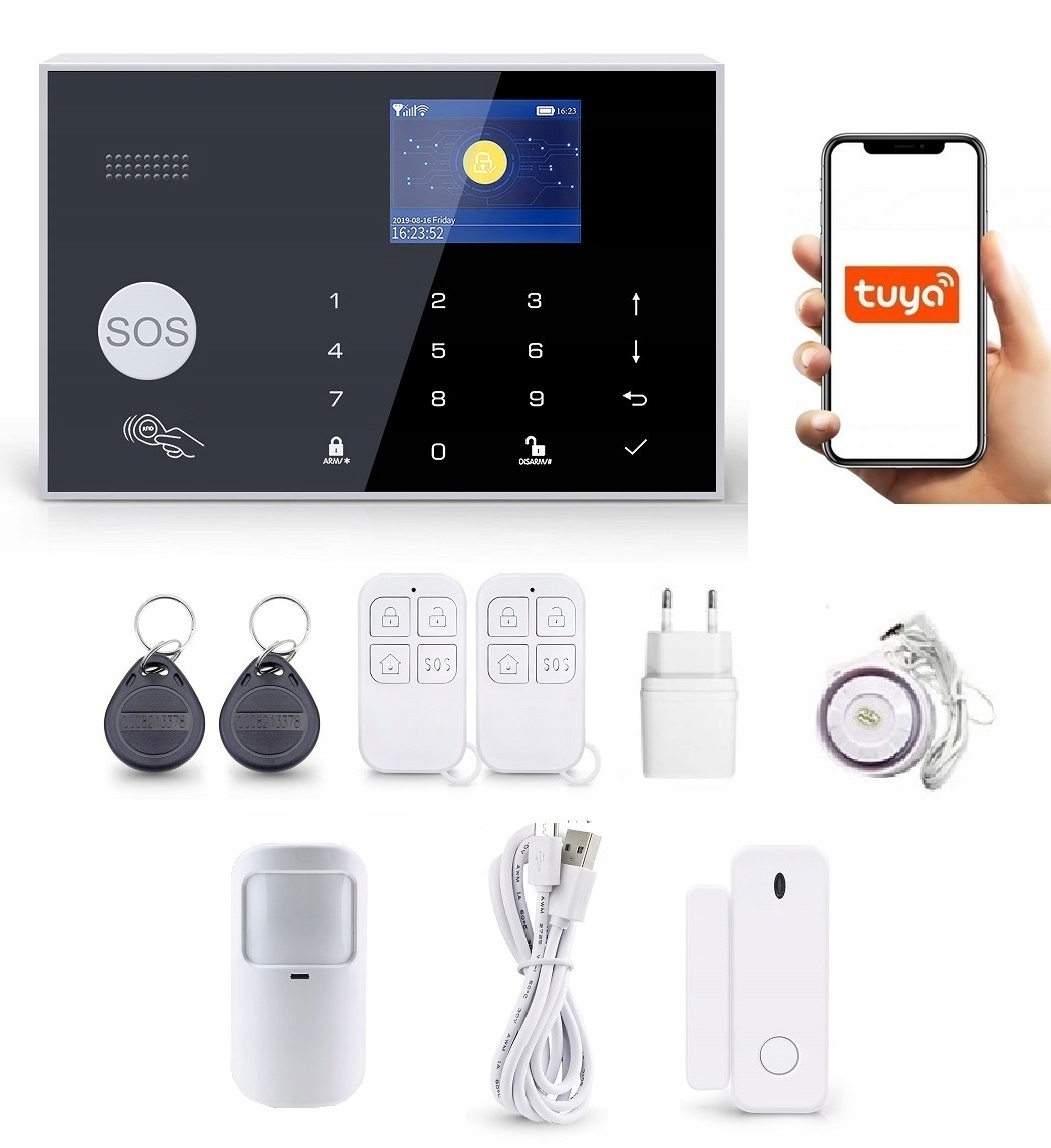 Bezdrôtový Alarm LCD 2.4" Gsm WiFi Tuya Smart V Poľštine