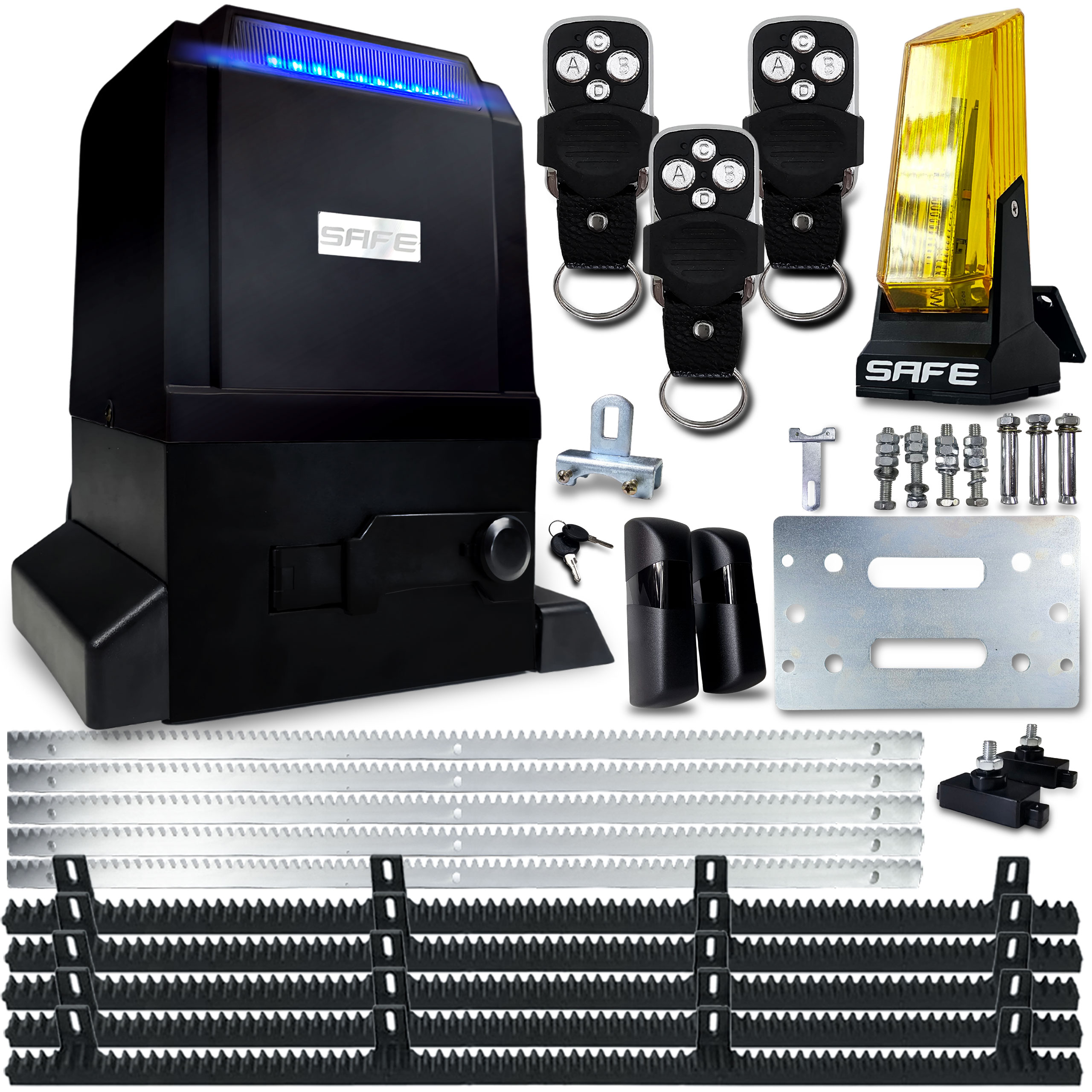 Sada Pohon Pro Posuvnou Bránu 800 kg 3 Ovladače 5 X lišta Lampa Automat