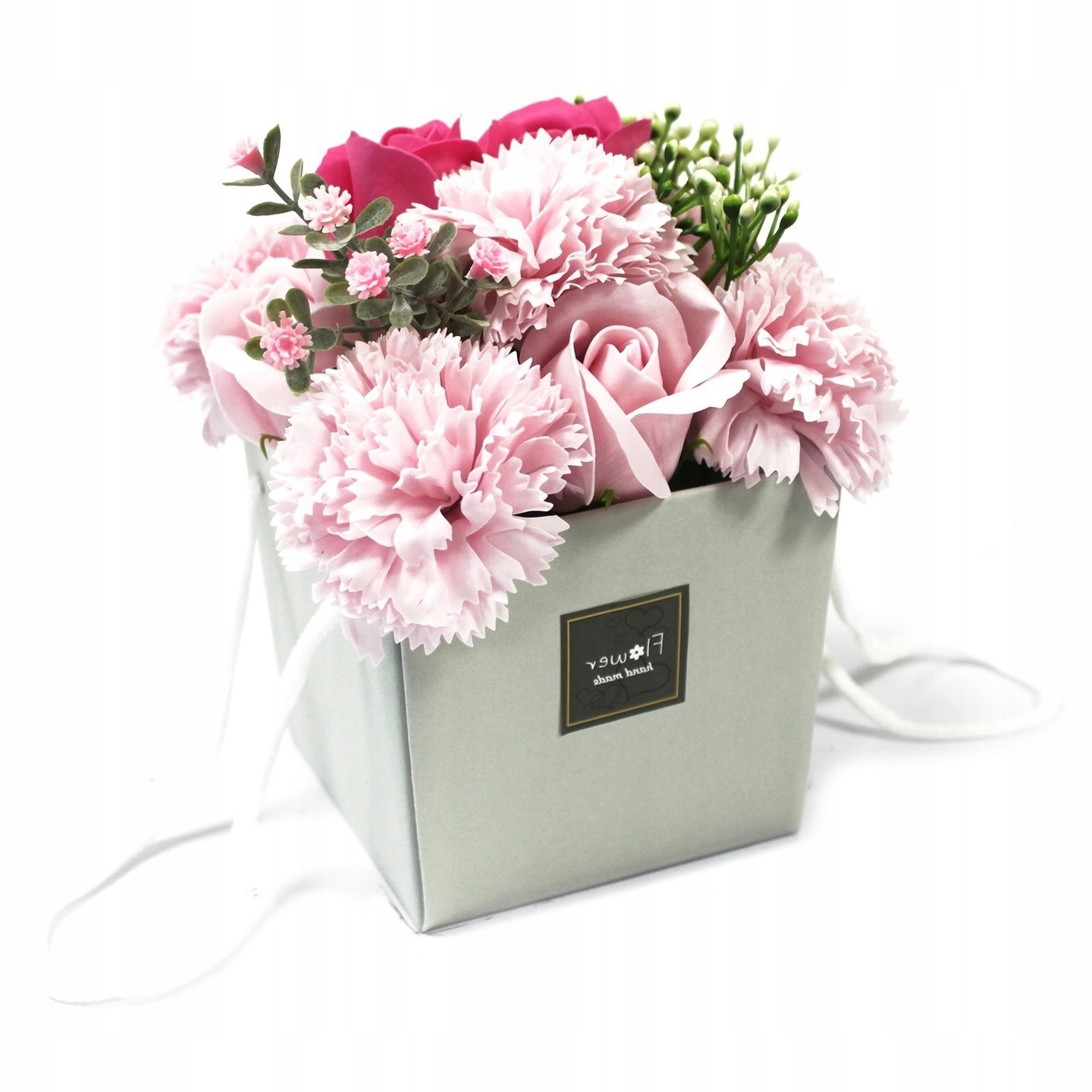 Květiny z mýdla Kytice – Růžové růže a karafiáty