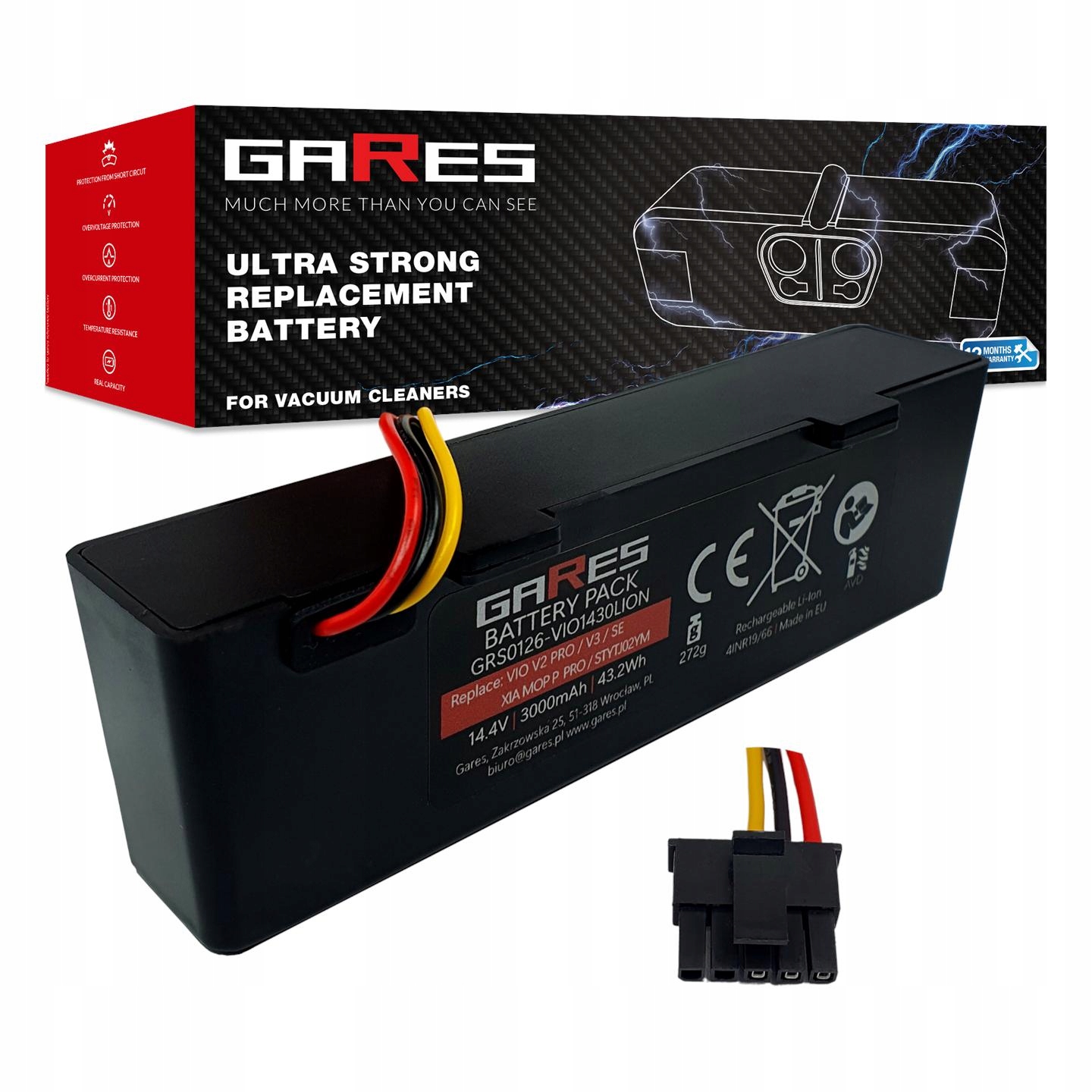 Akumulator Gares do Viomi V2 Pro V3 Se STYTJ02YM Vacuum Mop Pro 14,4V 3,0Ah