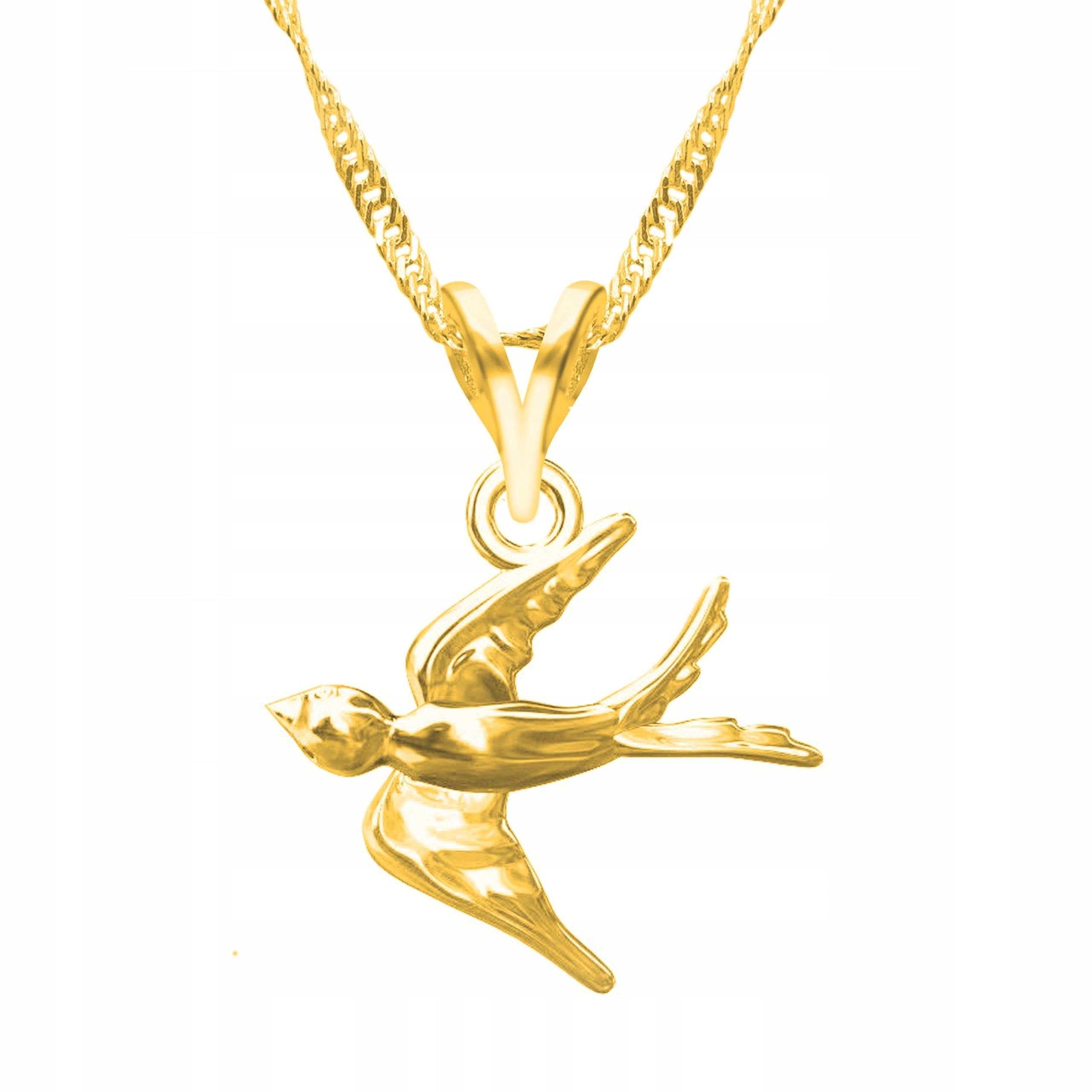 Zlatý náhrdelník s ptákem Vlaštovka Pták Vrabec Ptáček Bird Stříbro 925