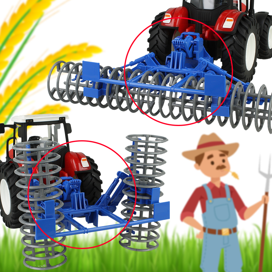 TRAKTOR ZDALNIE STEROWANY CIĄGNIK + WAŁ ROLNICZY MASZYNA ROLNICZA R/C 1:24 Materiał inny