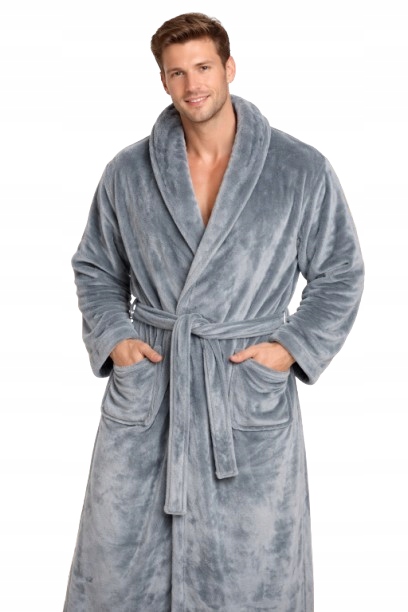 Velký Šedý Teplý A Příjemný Župan 2XL/3XL