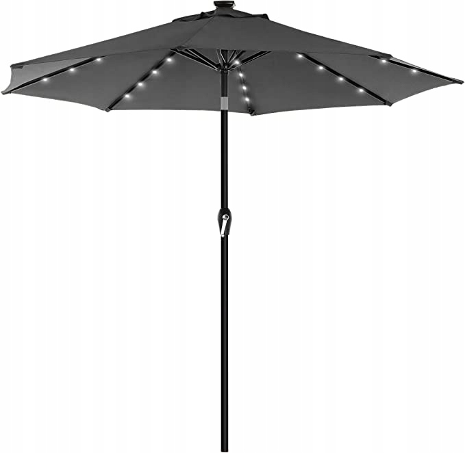 Didelis sodo skėtis su LED apšvietimu ir saulės panele 300x300x240 cm