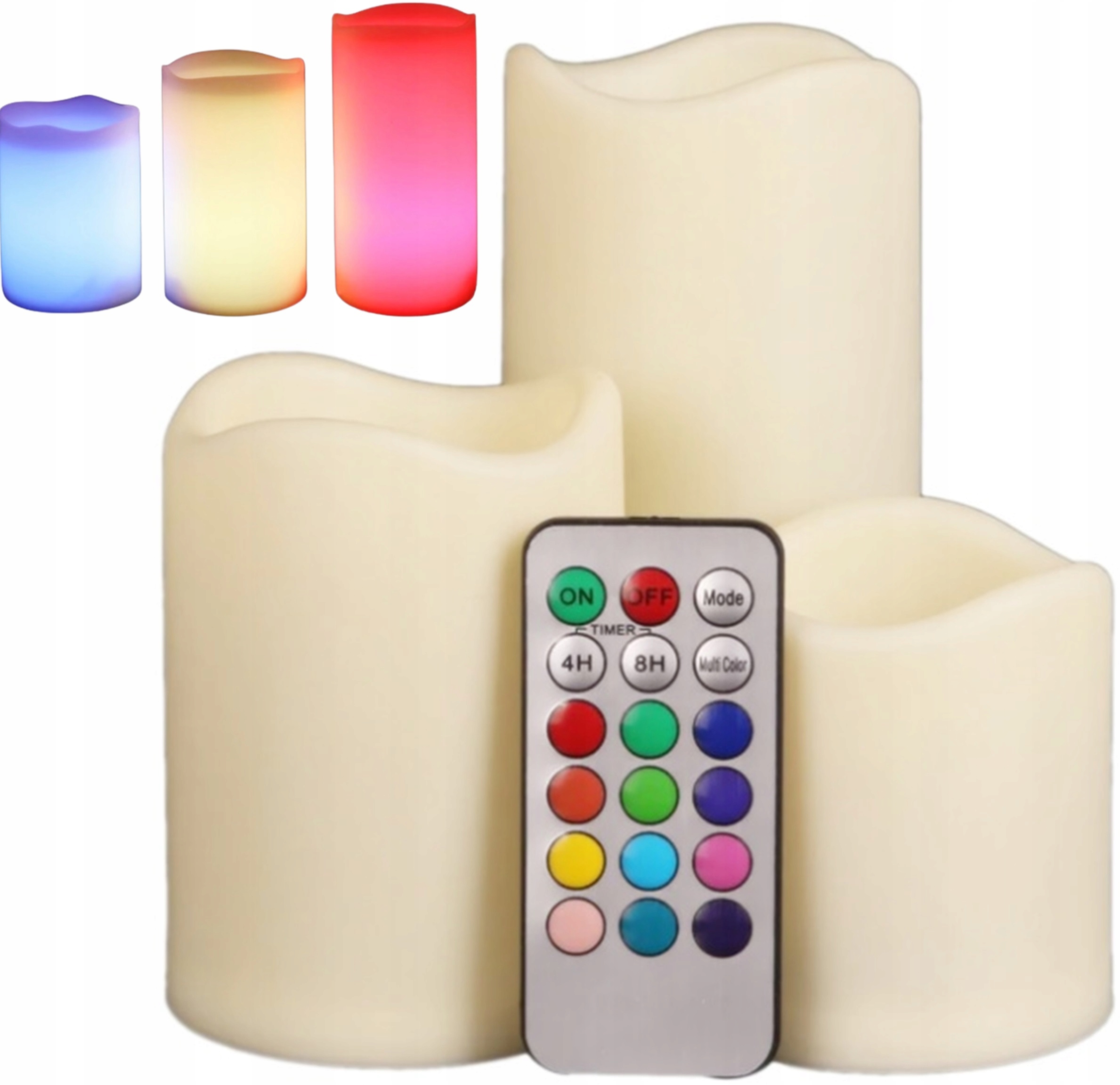 ŚWIECE LED RGB KOLOROWE ŚWIECZKI Z PILOTEM ZESTAW 3 SZT LAMPKI DEKORACYJNE Kod producenta M318