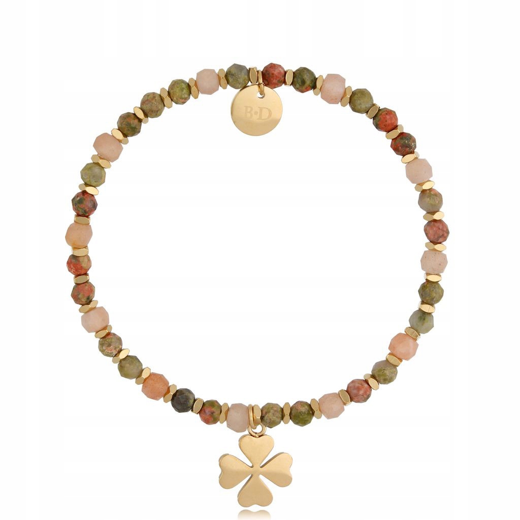 Dámský bronzový náramek By Dziubeka křemen růžový čtyřlístek