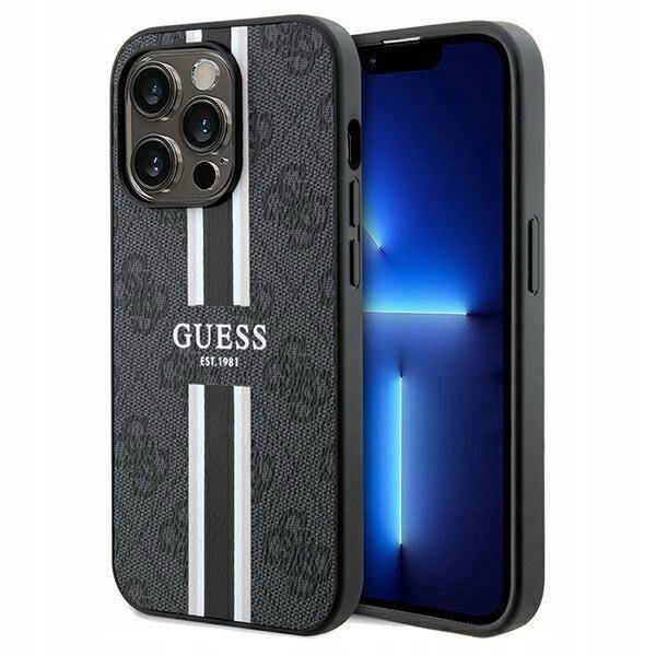 Zadní Kryt Guess pro Apple iPhone 15 Pro Max Printed Stripes MagSafe černý