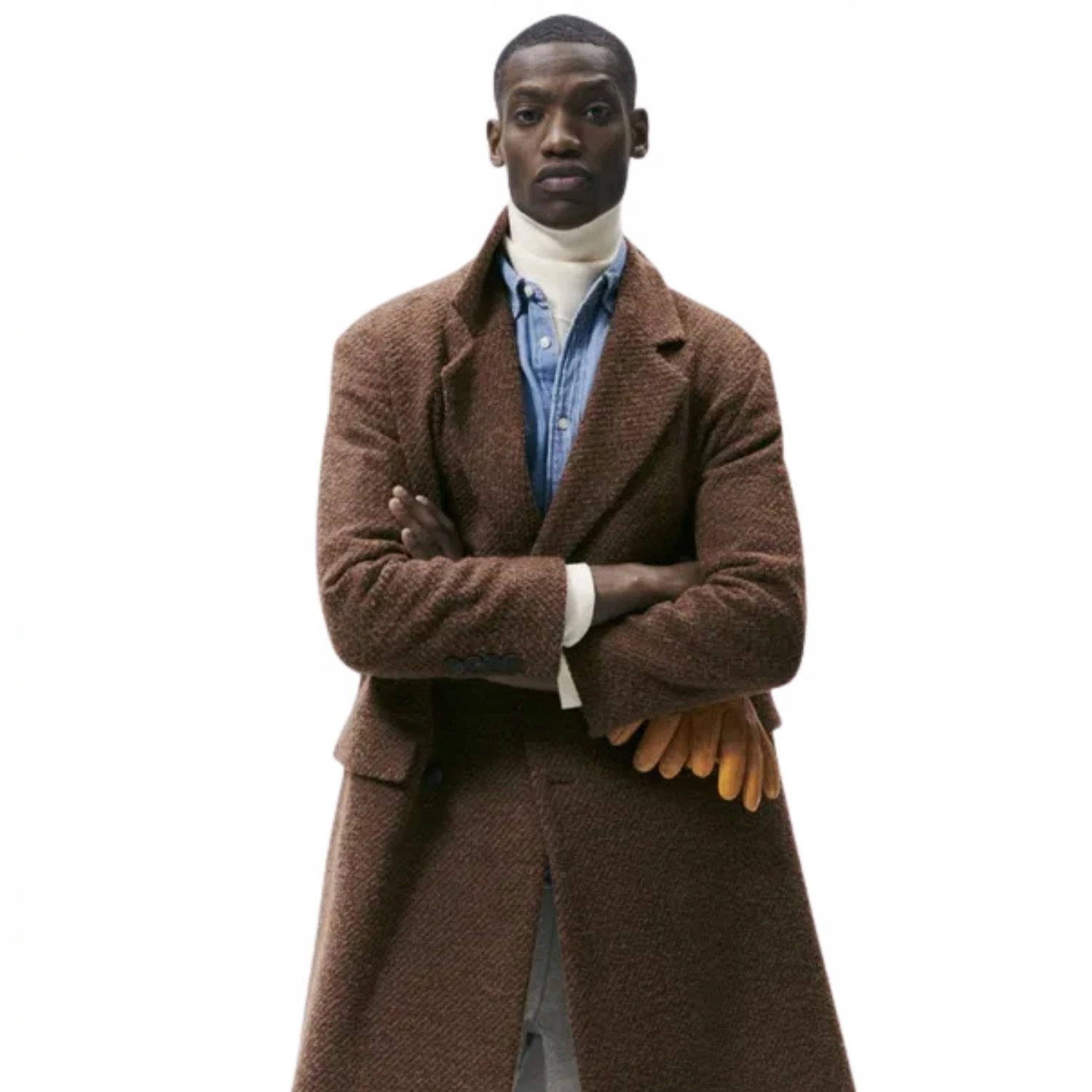 Pánský kabát Zara klasický dvouřadý hnědý s přídavkem vlny vel. S/m