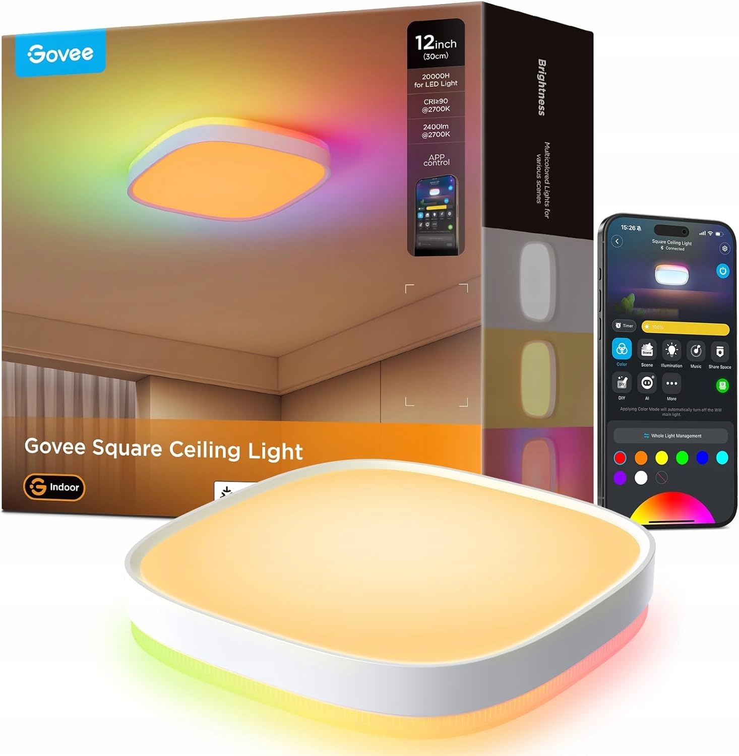 Inteligentný stropné svietidlo Govee H60A4, 2400 lm, 2700 – 6500 K