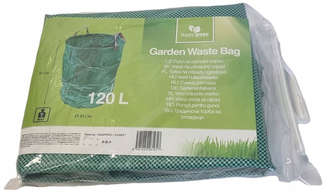 WOREK OGRODOWY 120L KOSZ POJEMNIK NA LIŚCIE TRAWĘ ODPADY DUŻY MOCNY 65KG EAN (GTIN) 8591022461617