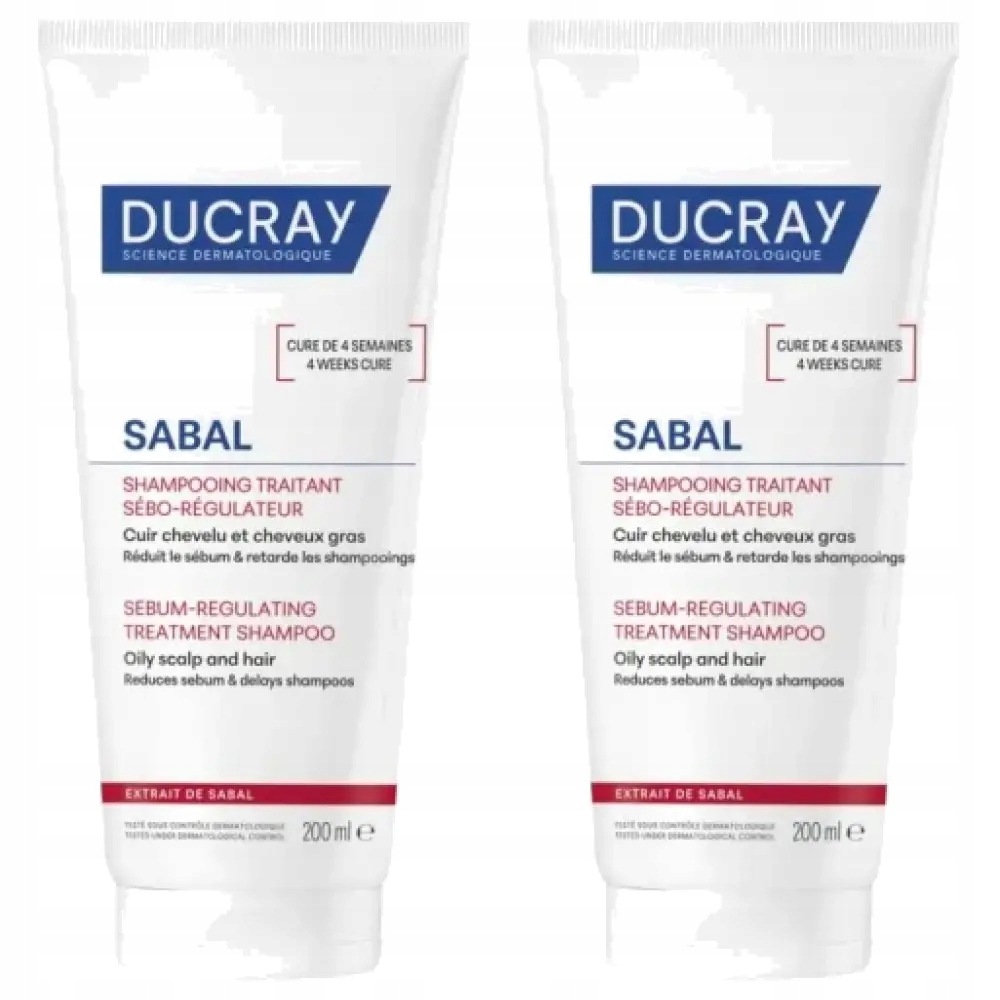 2x Ducray Sabal Szampon regulujący wydzielanie sebum, 200 ml