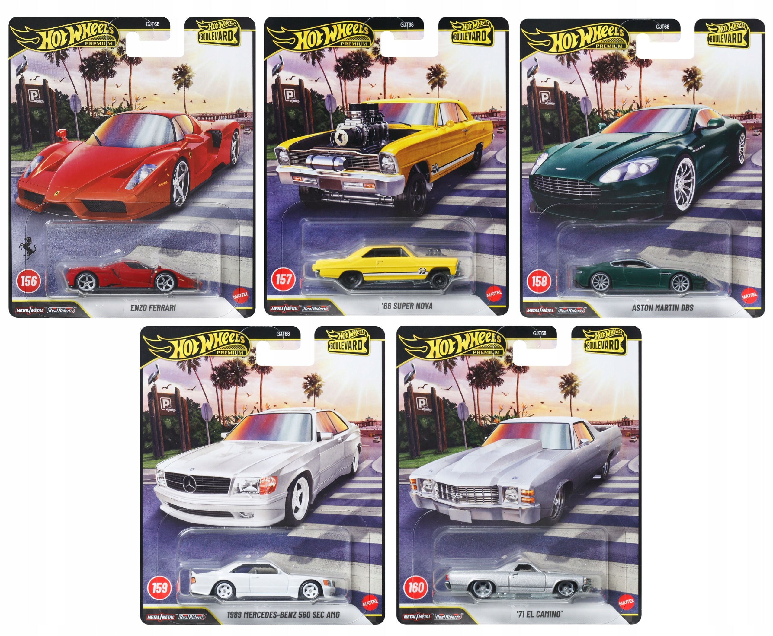 Hot Wheels Premium Boulevard komplet 5 autek #156-160 JHW22 JHW35-38 GJT68