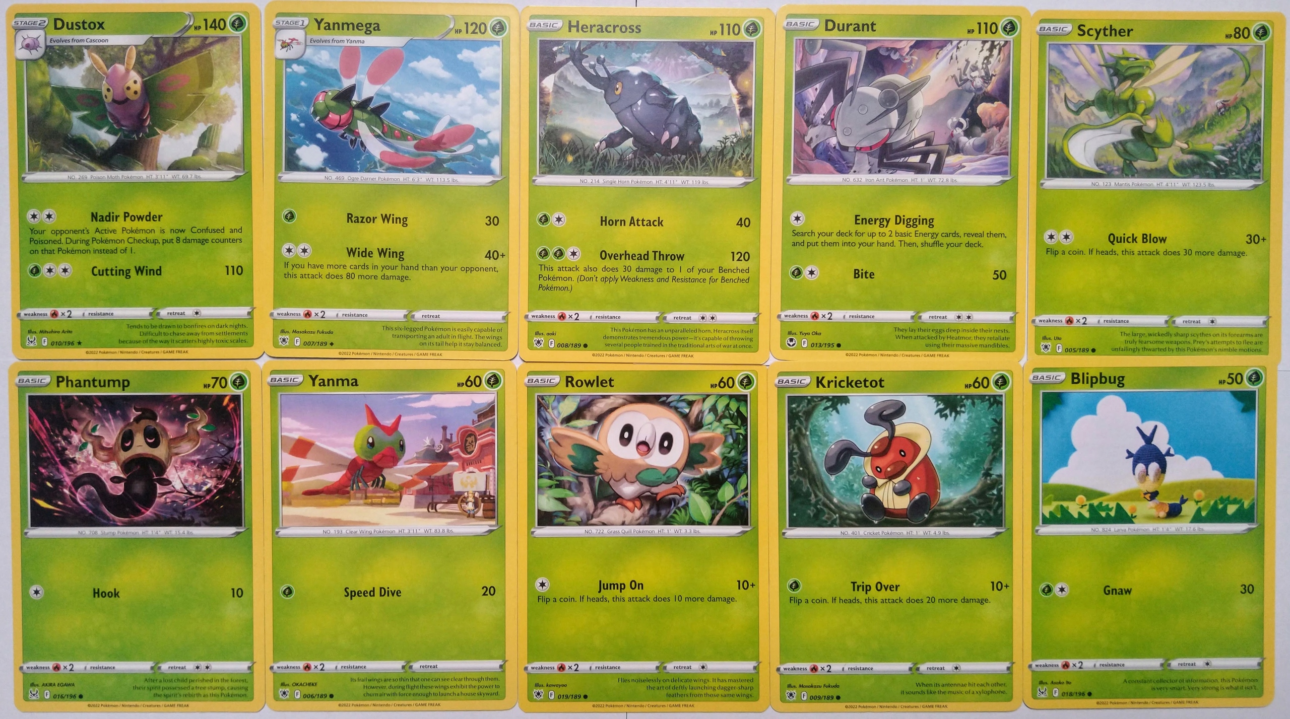 10 ORYGINALNYCH KART POKEMON TCG - TYP TRAWIASTY - GRASS