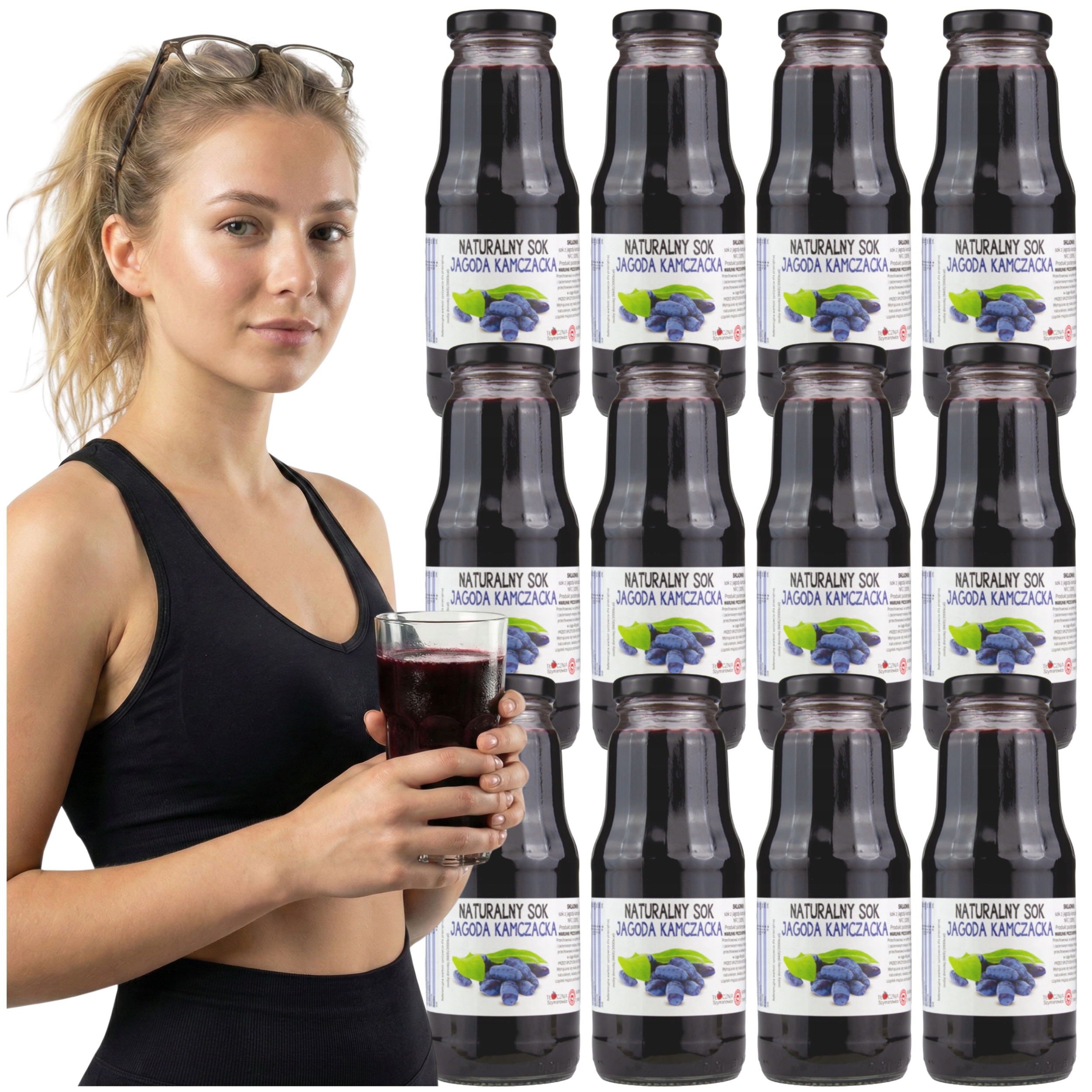 Sok Z Jagody Kamczackiej 100% Naturalny Tłoczony butelka 300ML zestaw 12szt