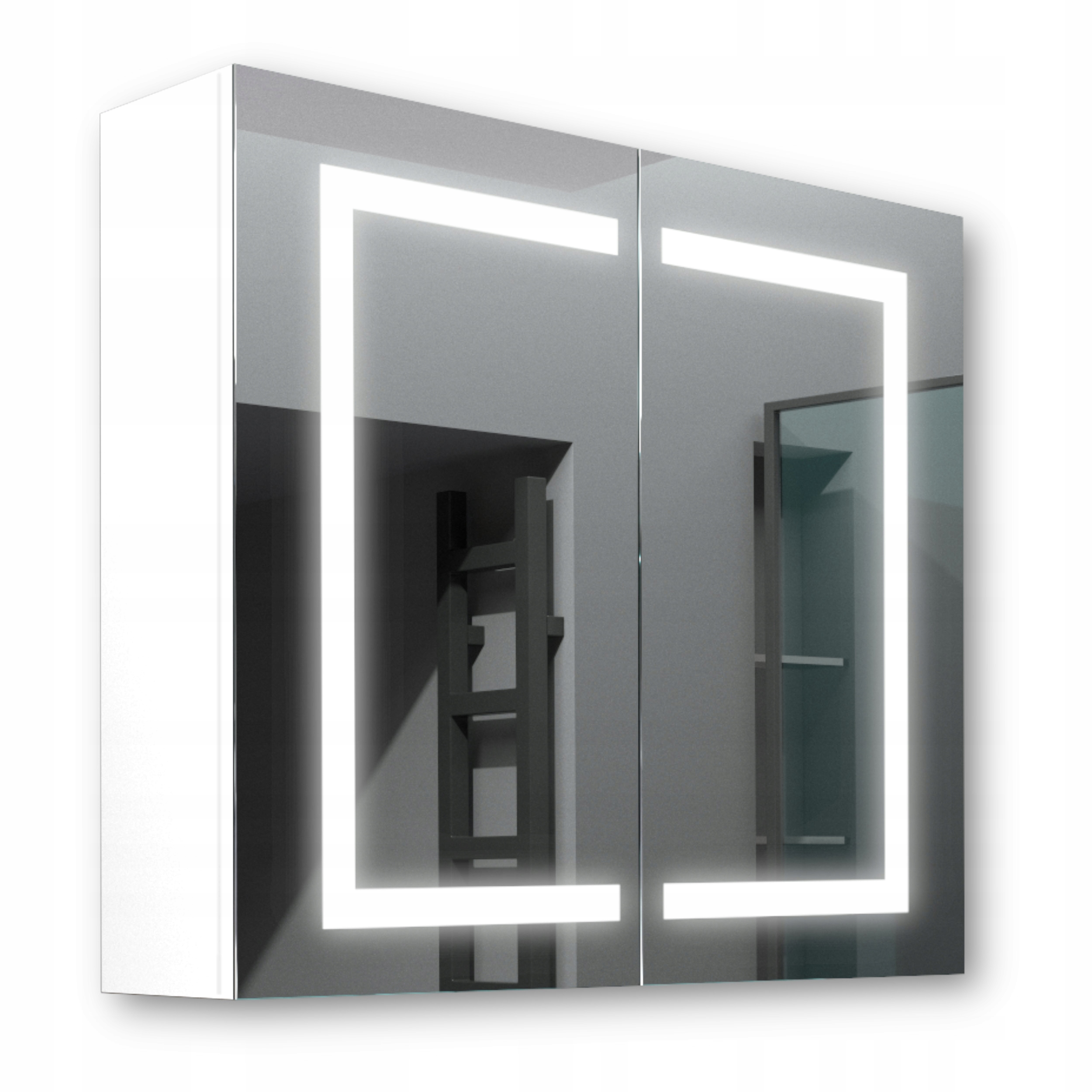 Drevená skrinka 80x70 Led zrkadlo Zeus biela