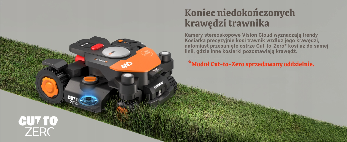 WORX ROBOT KOSZĄCY VISION CLOUD WR340E do 600 m² stereo kamera, RTK Wydajność koszenia 600 m²