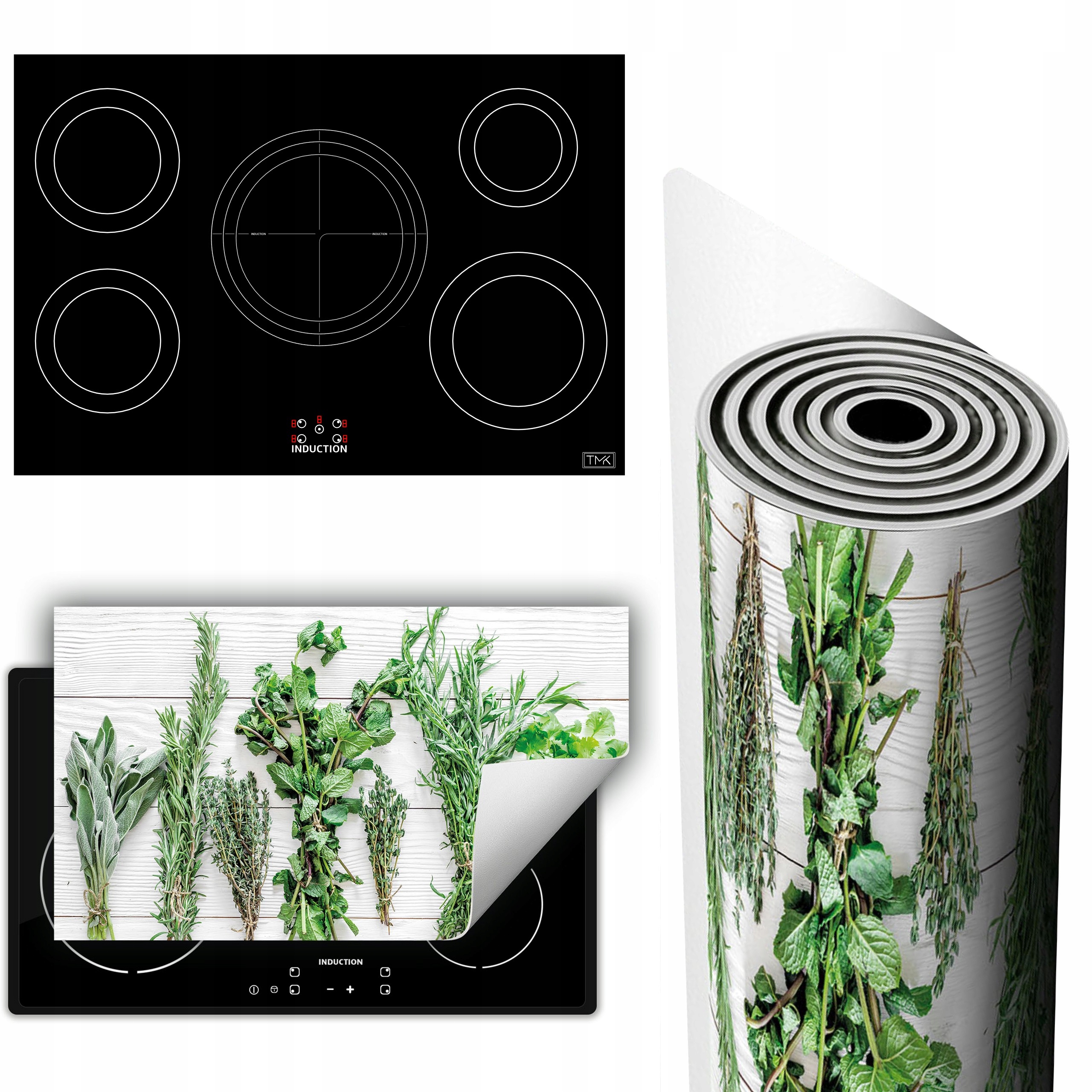 Vinylová Podložka Ochrana Sporáku Desky 90x52 Bylinky dřevo