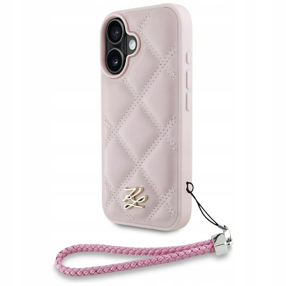Pouzdro Karl Lagerfeld Quilted Initial Logo & Chain Strap pro iPhone 16 růžové