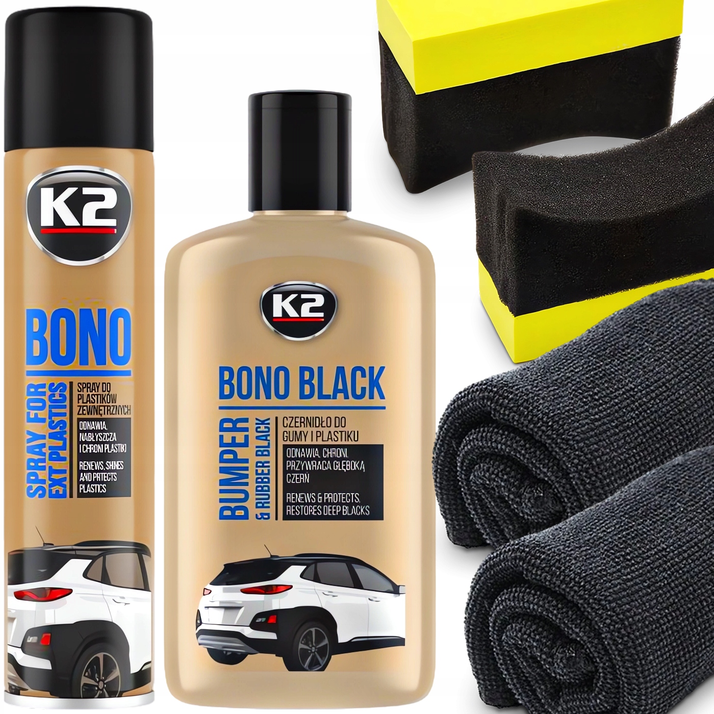 K2 Bono Zestaw Czernidło Dressing Do Opon Renowacja Plastików Zderzaków 5w1
