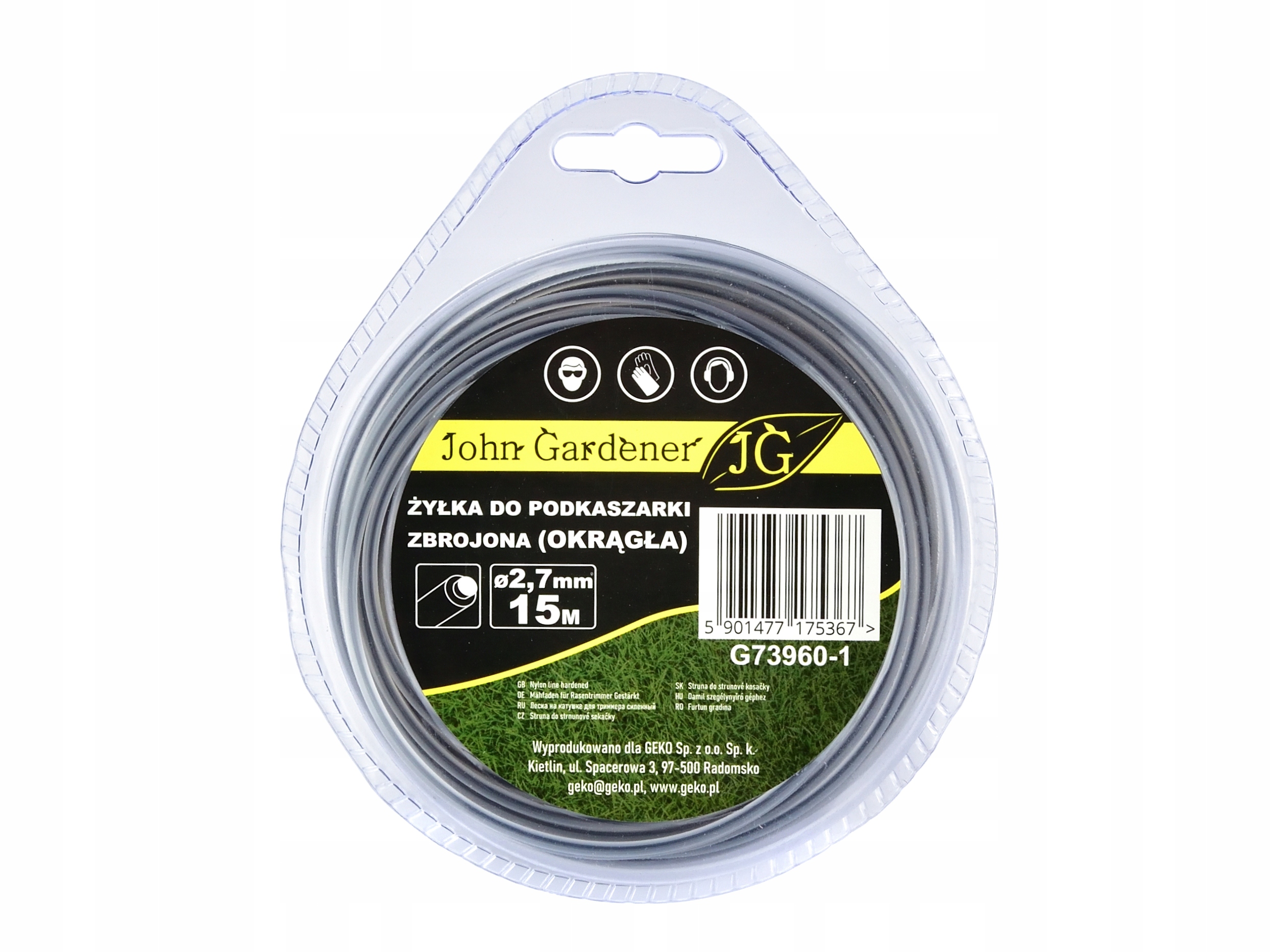 

Żyłka do podkaszarki zbrojona okrągła 2,7mmx15m Jg