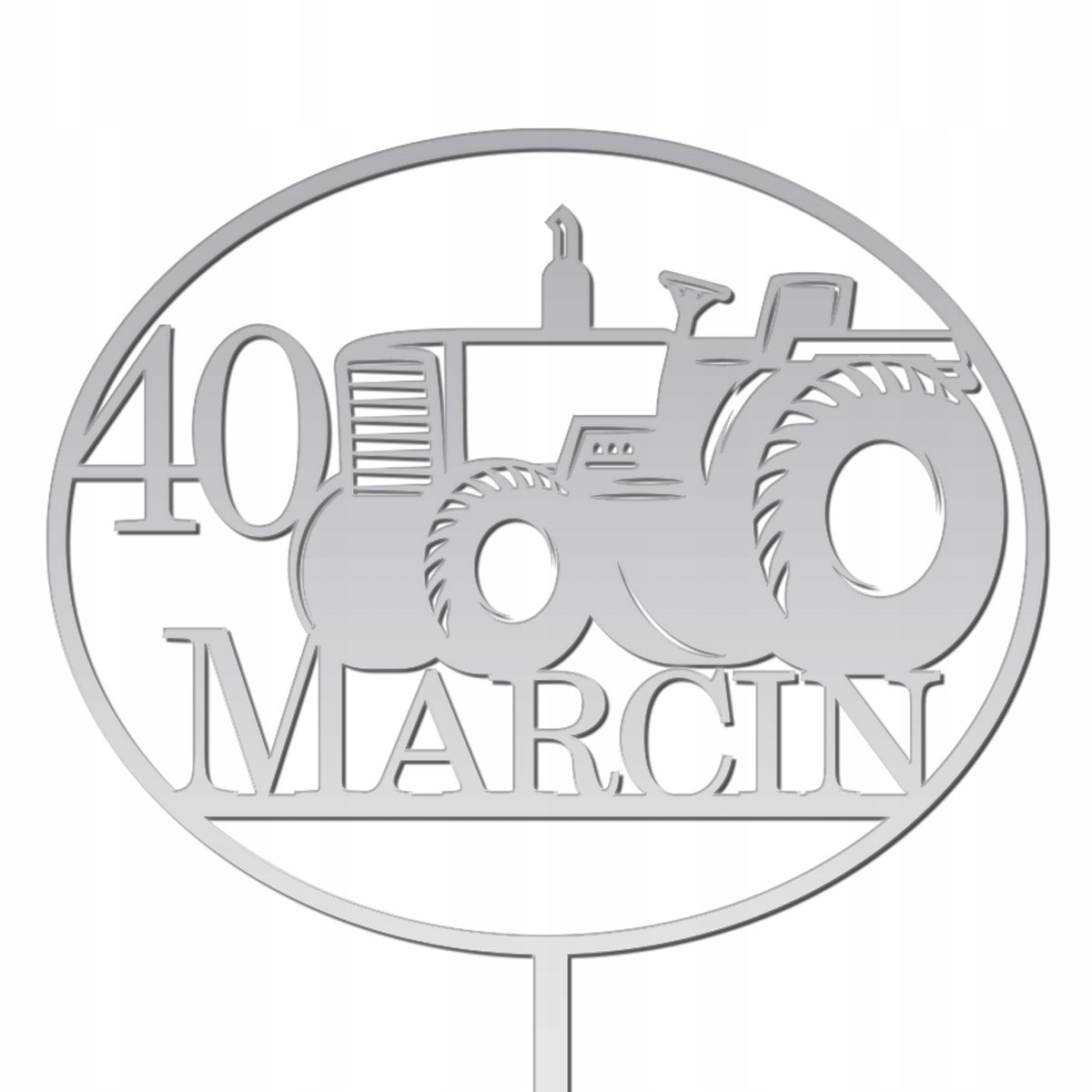 TOPPER TRAKTOR CIĄGNIK NAPIS TORT URODZINY SREBRNY