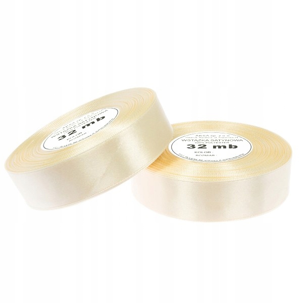 

Wstążki wstążka tasiemka satynowa ecru 25mm 32mb