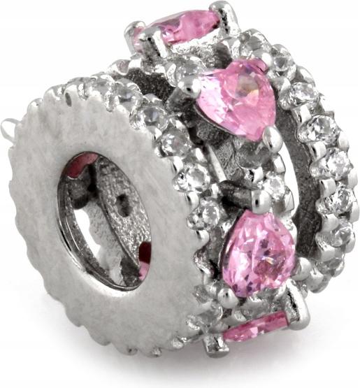 Stříbrný přívěsek typu beads s bílými a růžovými zirkony 925, přívěsek pro ni