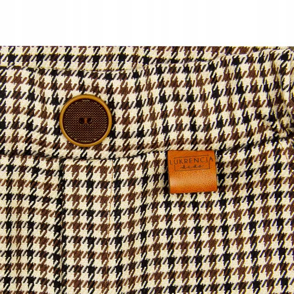 Eleganckie spodnie na CHRZEST 74 pepitka brązowe Kolor brązowy