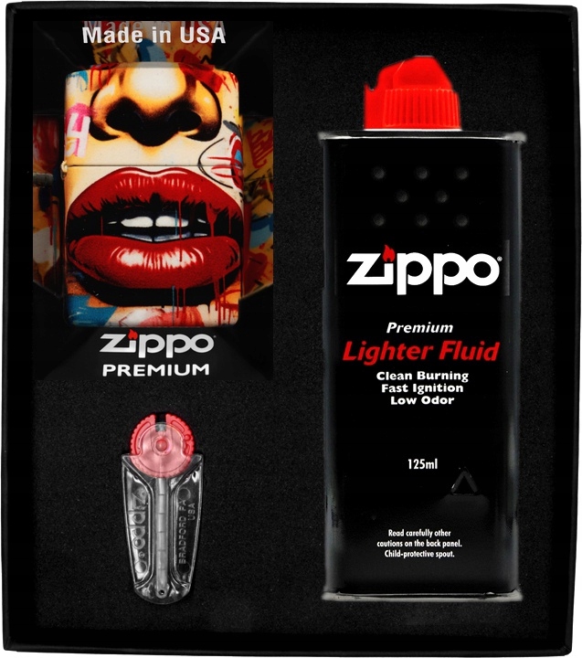 Sada Zippo Zapalovač Street Art Face Design Dárkový No1