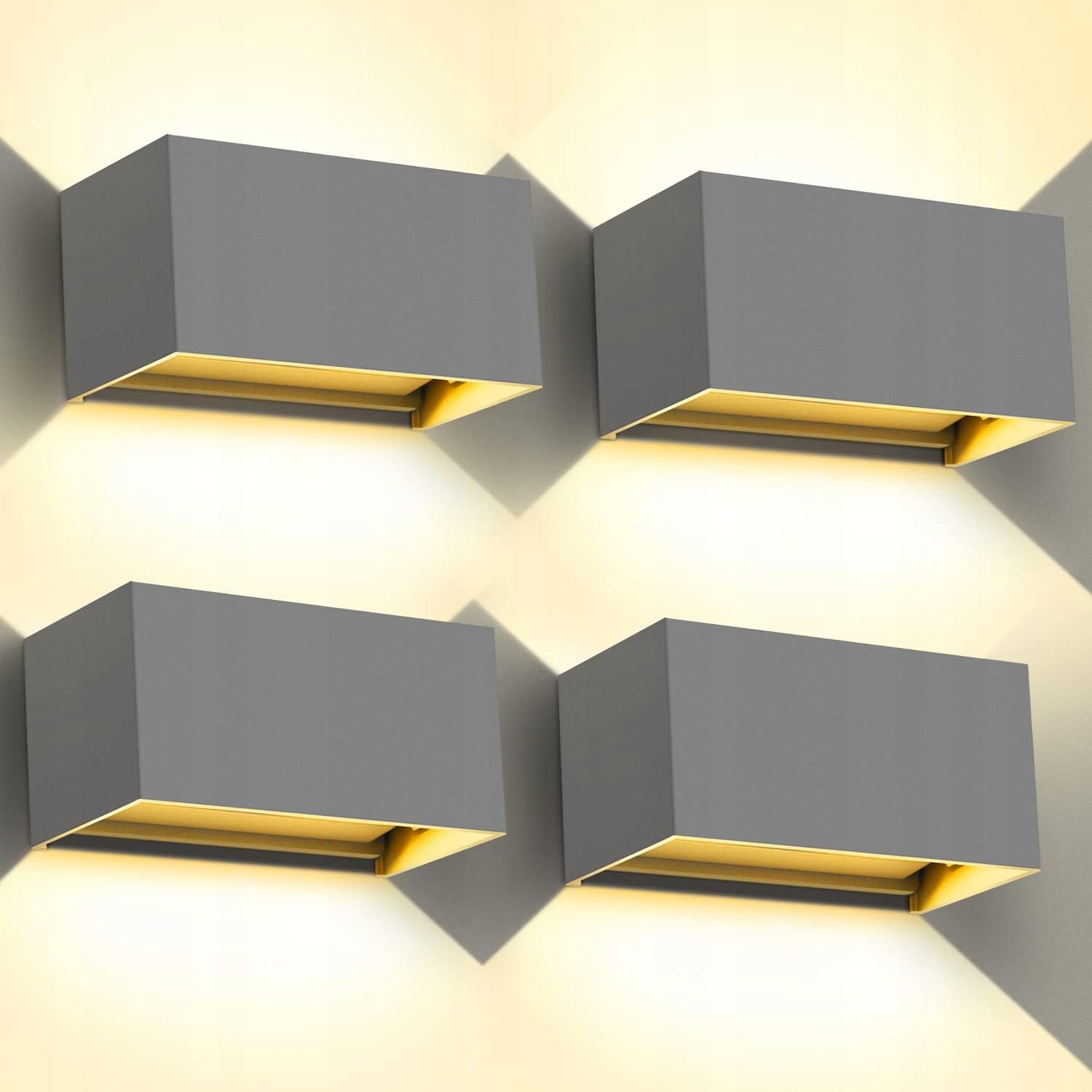 Zahradní nástěnné svítidlo Kingwen šedé integrované Led 20W 4ks bílé teplé