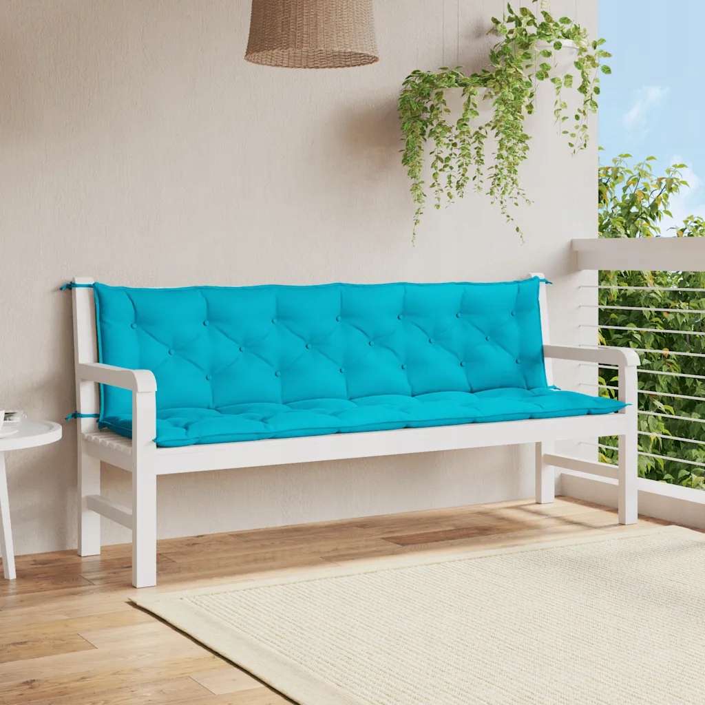 Podušky na zahradní lavici 2 ks tyrkysové 200x50x7 cm textil Tyrkysová 3617