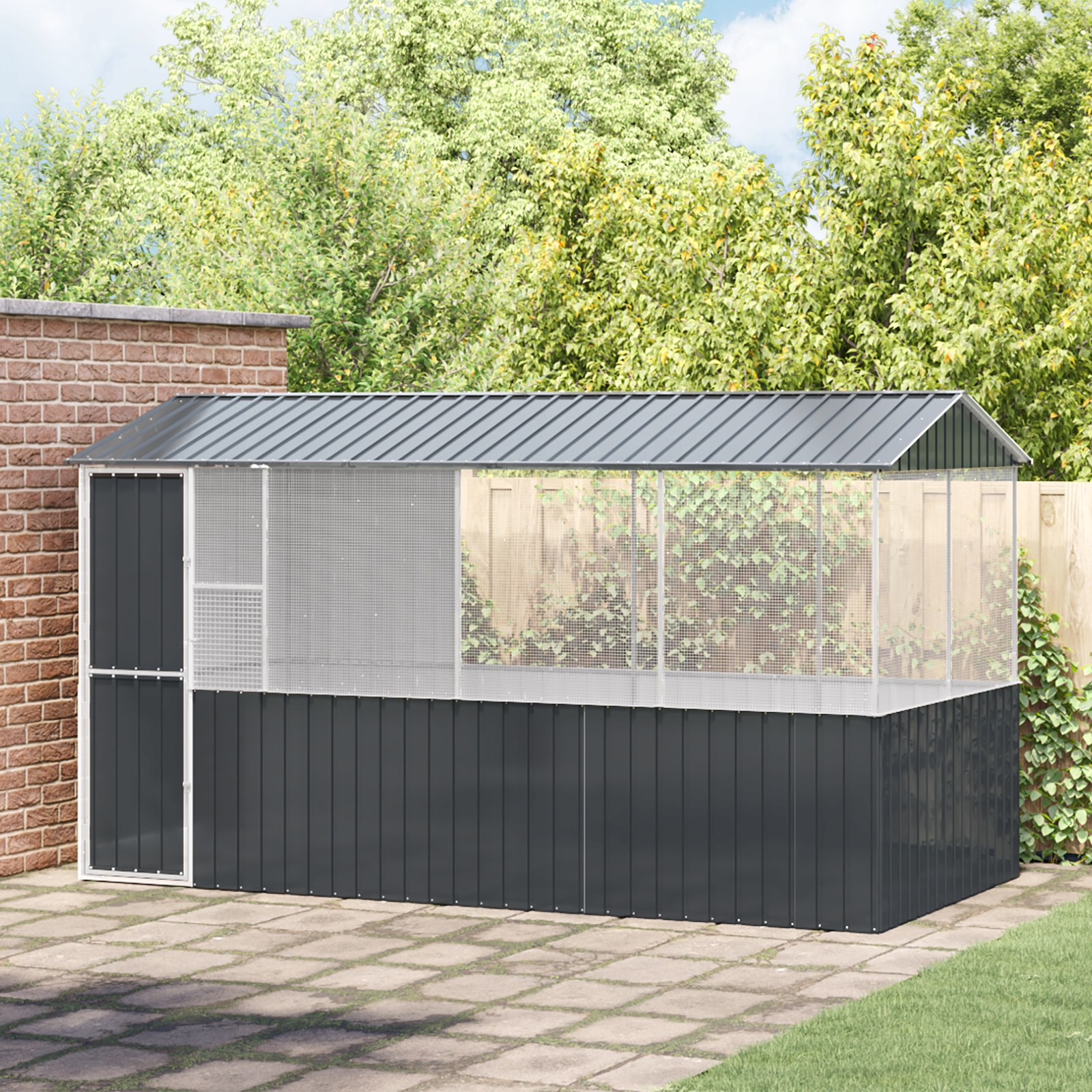 Klec pro ptáky Antracitová 215x78x200 cm Zinková ocel Šedá 3325171