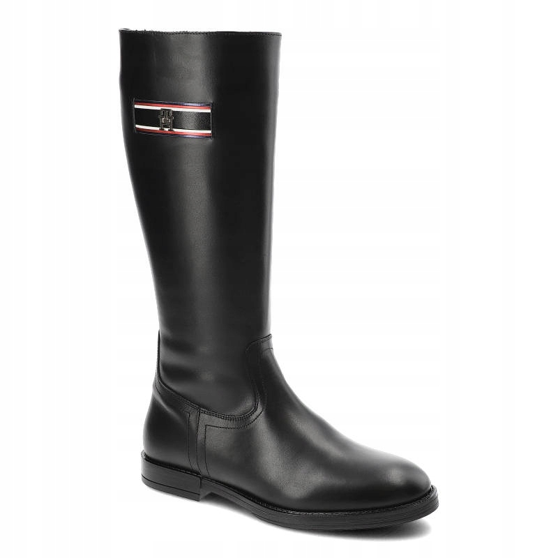 Černé dámské kozačky Tommy Hilfiger Kožené boty