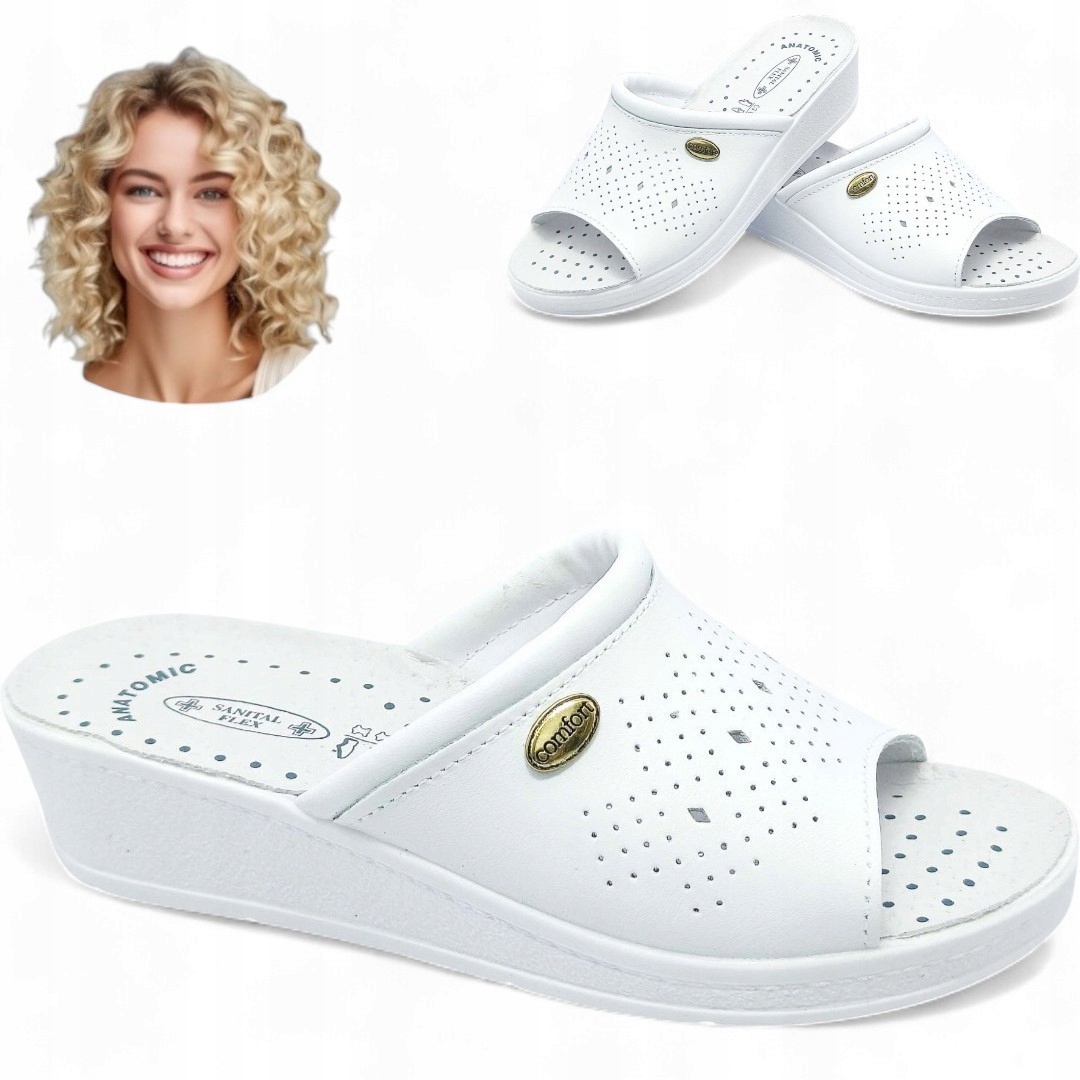 Dámské Nazouváky kožené pantofle 37 Zdravotní, zdravotní, profilované, bílé