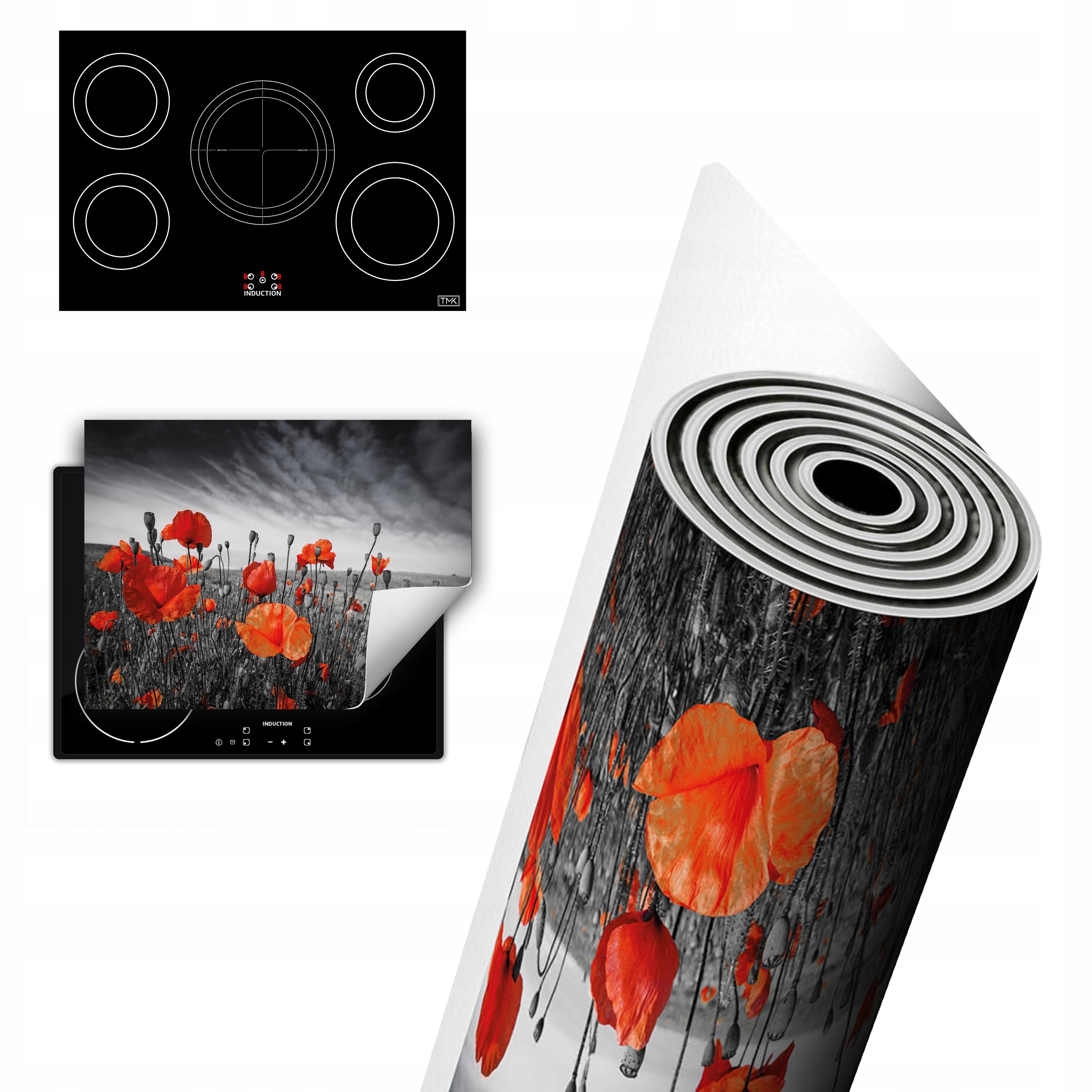 Vinylová Ochranná Deska Na Indukci 80x52 červená maki