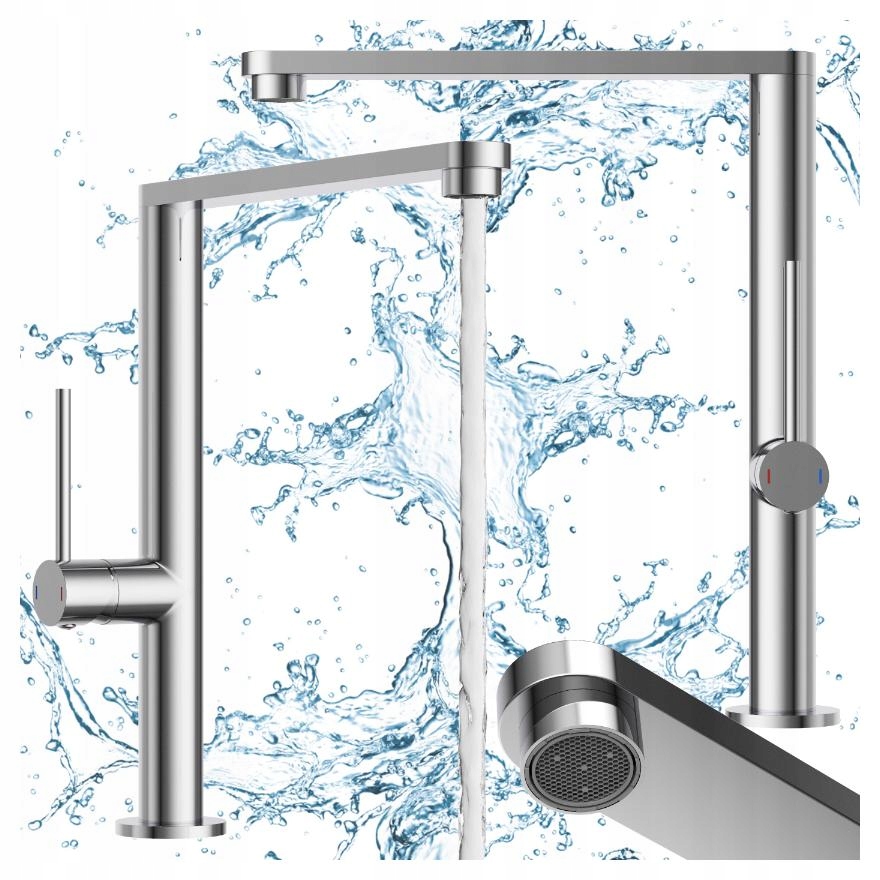 Kuchynská batéria chrómová, výtokový kuchynský kohútik strieborný, stojanček Velmo