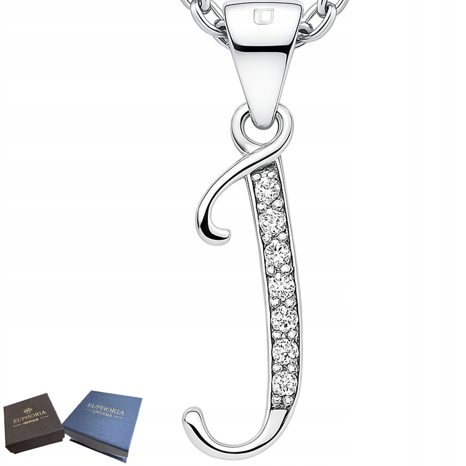 Stříbrný náhrdelník 925 Celebrity s zirkony Dárek k narozeninám Písmeno J