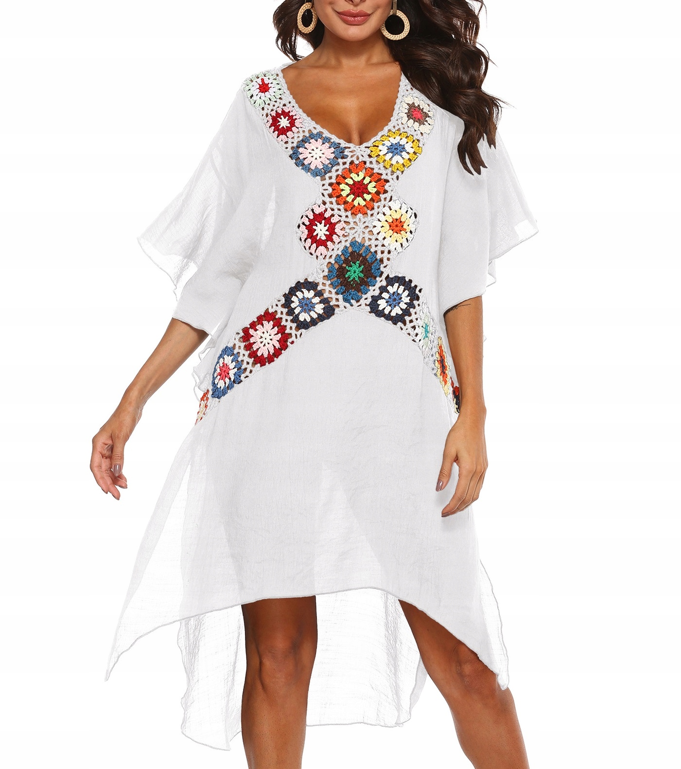 TUNIKA NA PLAŻĘ ZWIEWNA LUŹNA NARZUTKA PAREO BOHO