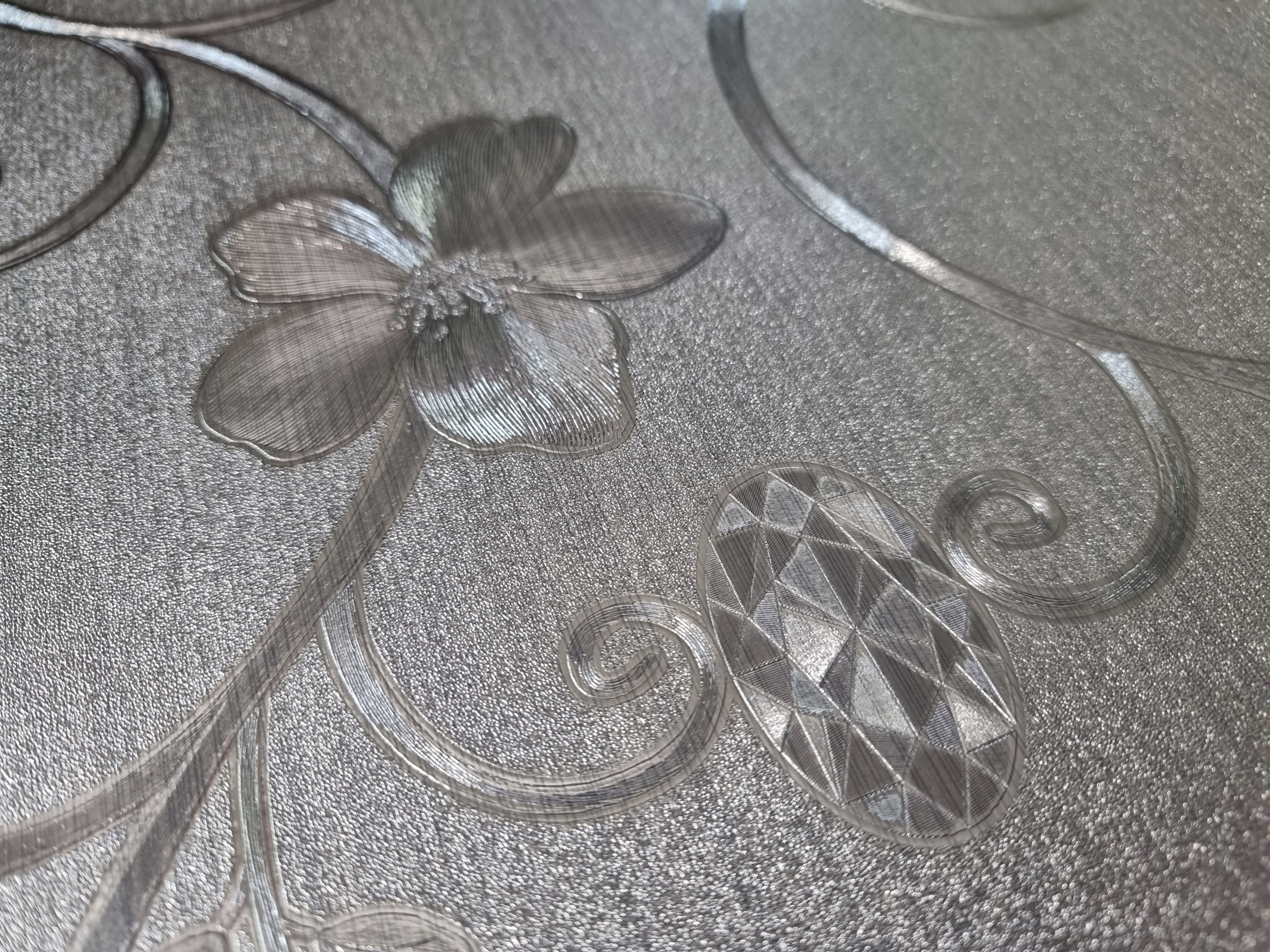 CERATA METALICZNA 3D OBRUSOWA SREBRNA KWIATY Typ obrus