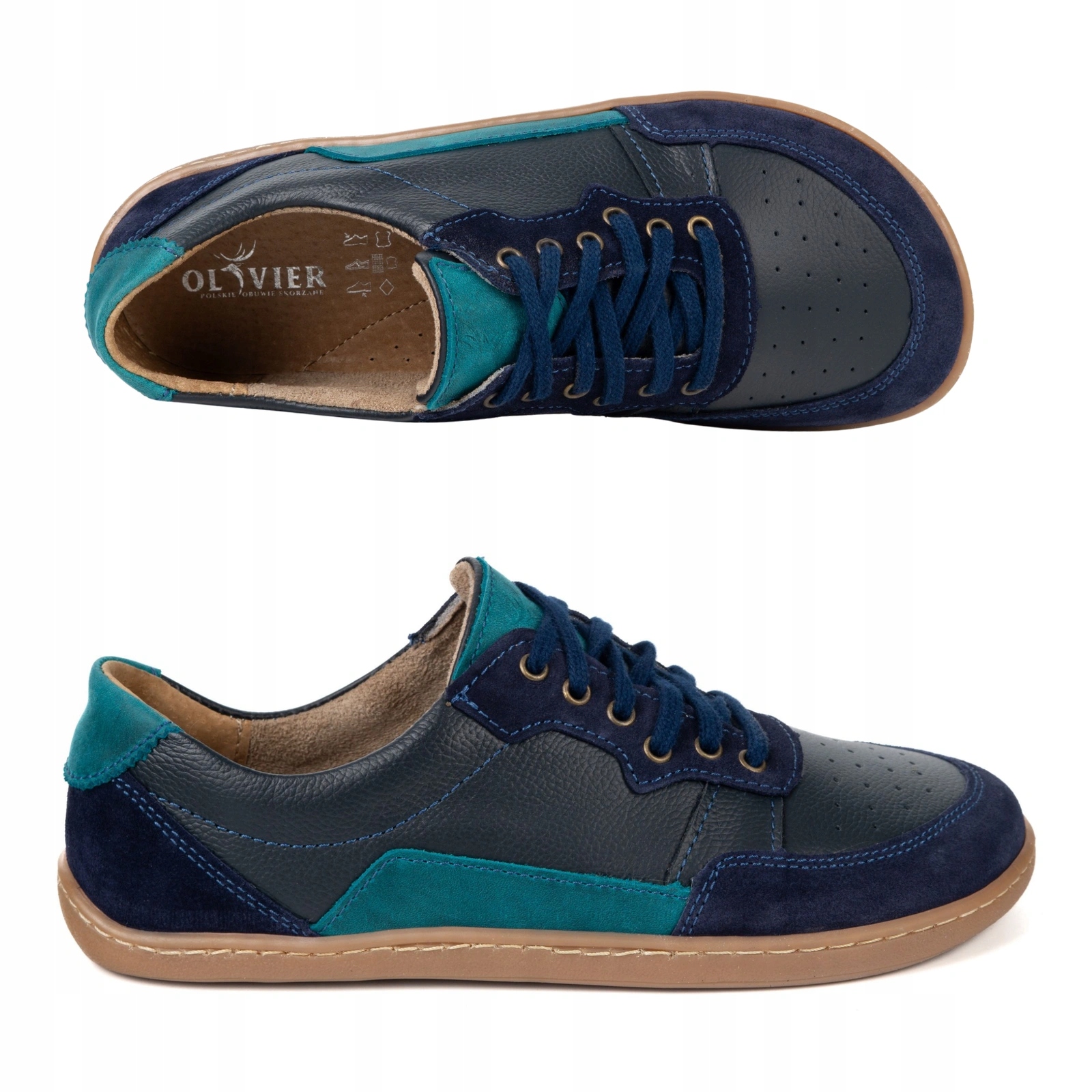 Dámské kožené barefootové boty Alma městské casual zero drop modré 39