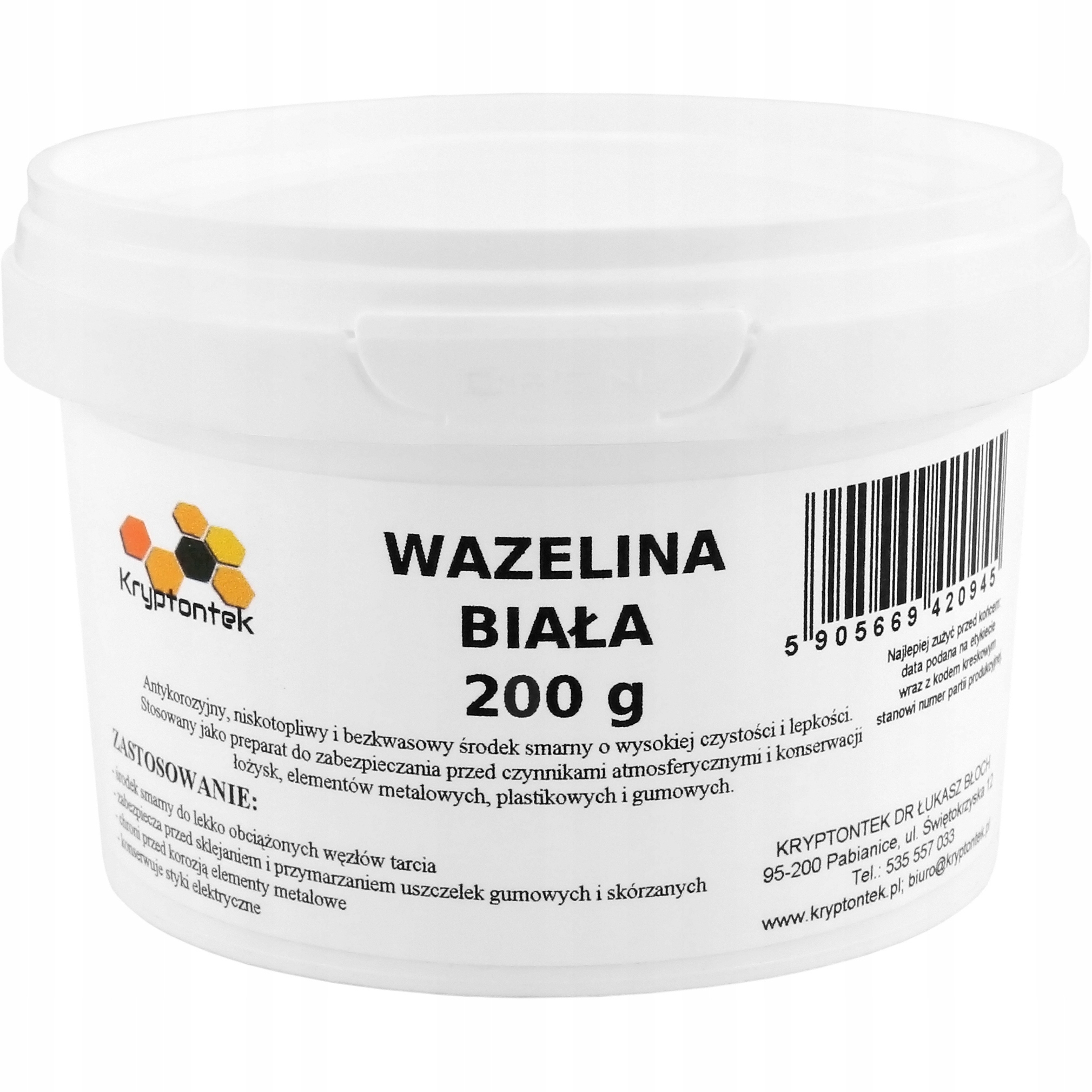 Wazelina Biała Techniczna 200g Smarowanie Zabezpiecza Gumę Chroni Metal