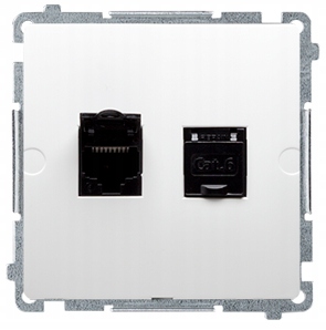 Simon Basic Počítačová zásuvka RJ45 kat 6 dvojitá s clonou BM62.01/11