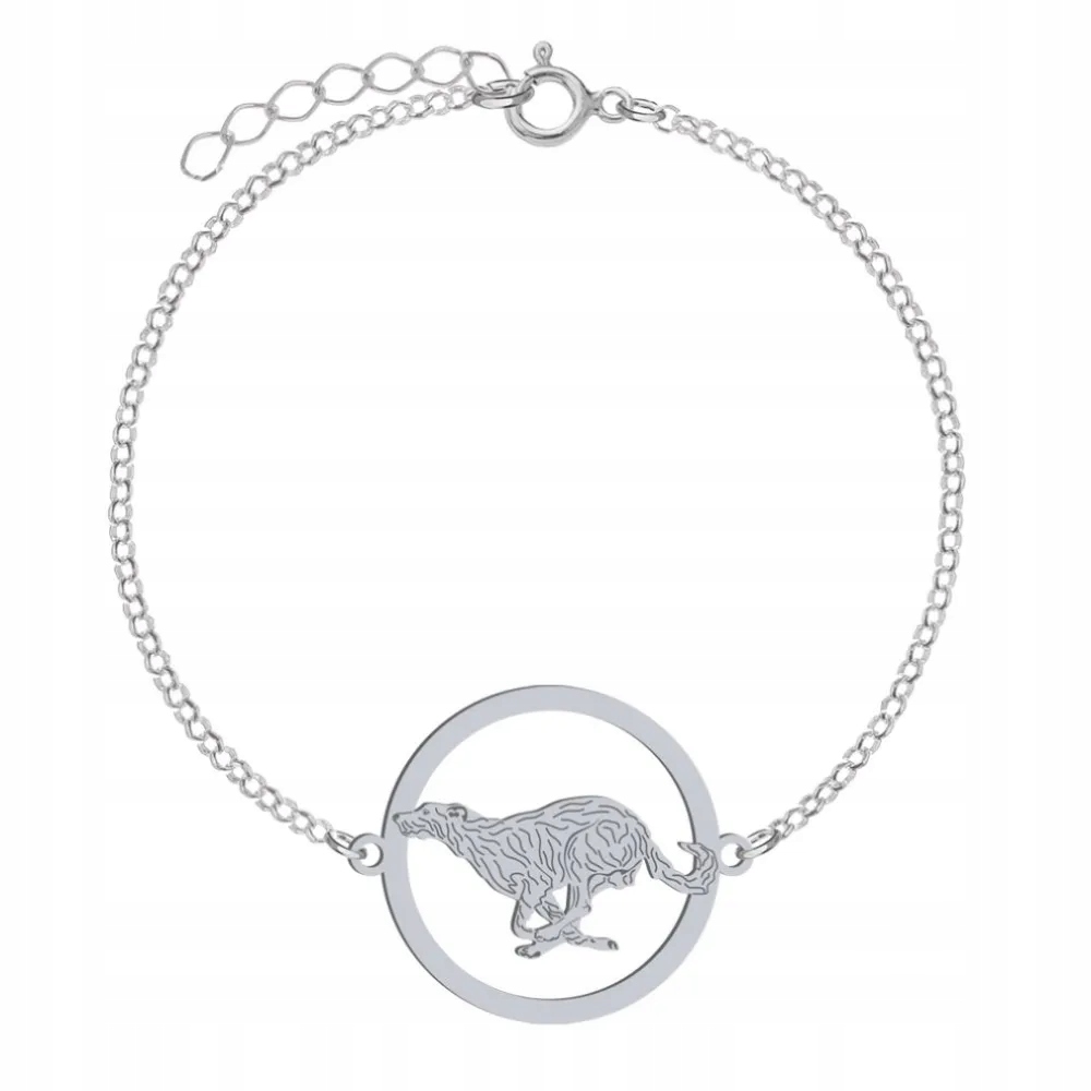 Stříbrný náramek se skotským chrtem 925 Šperky Dárek Gravírování Bonus