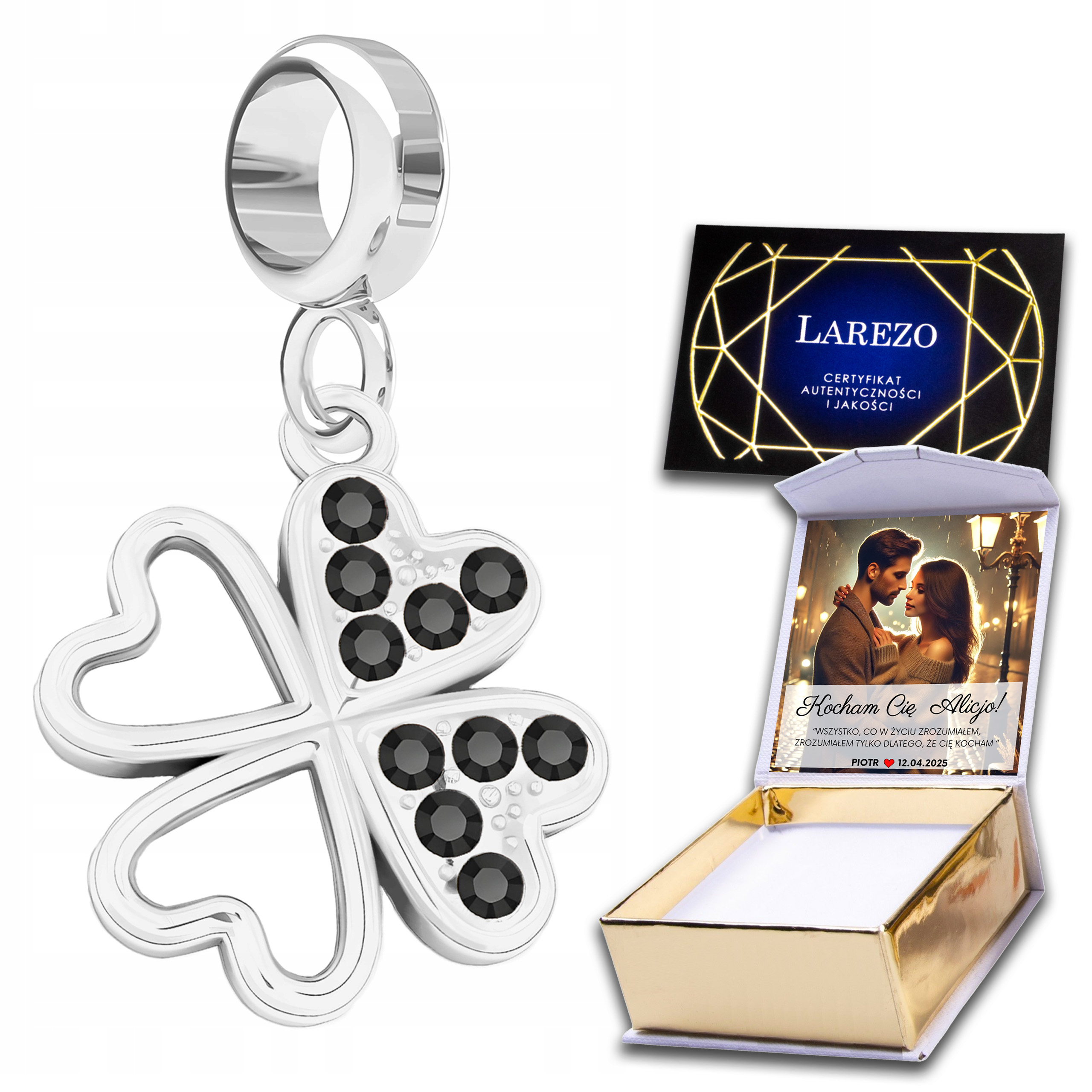 Stříbrný závěsný přívěsek Čtyřlístek Jetel Potisk