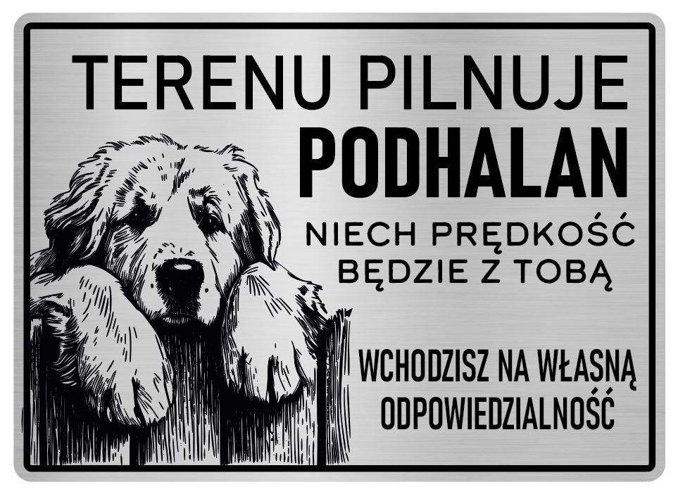 Tabliczka Uwaga pies 25x18 Owczarek Podhalański