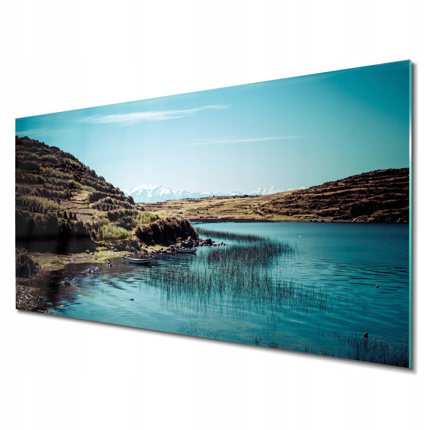 Fotoobraz zo skla Hory jazero 140x70